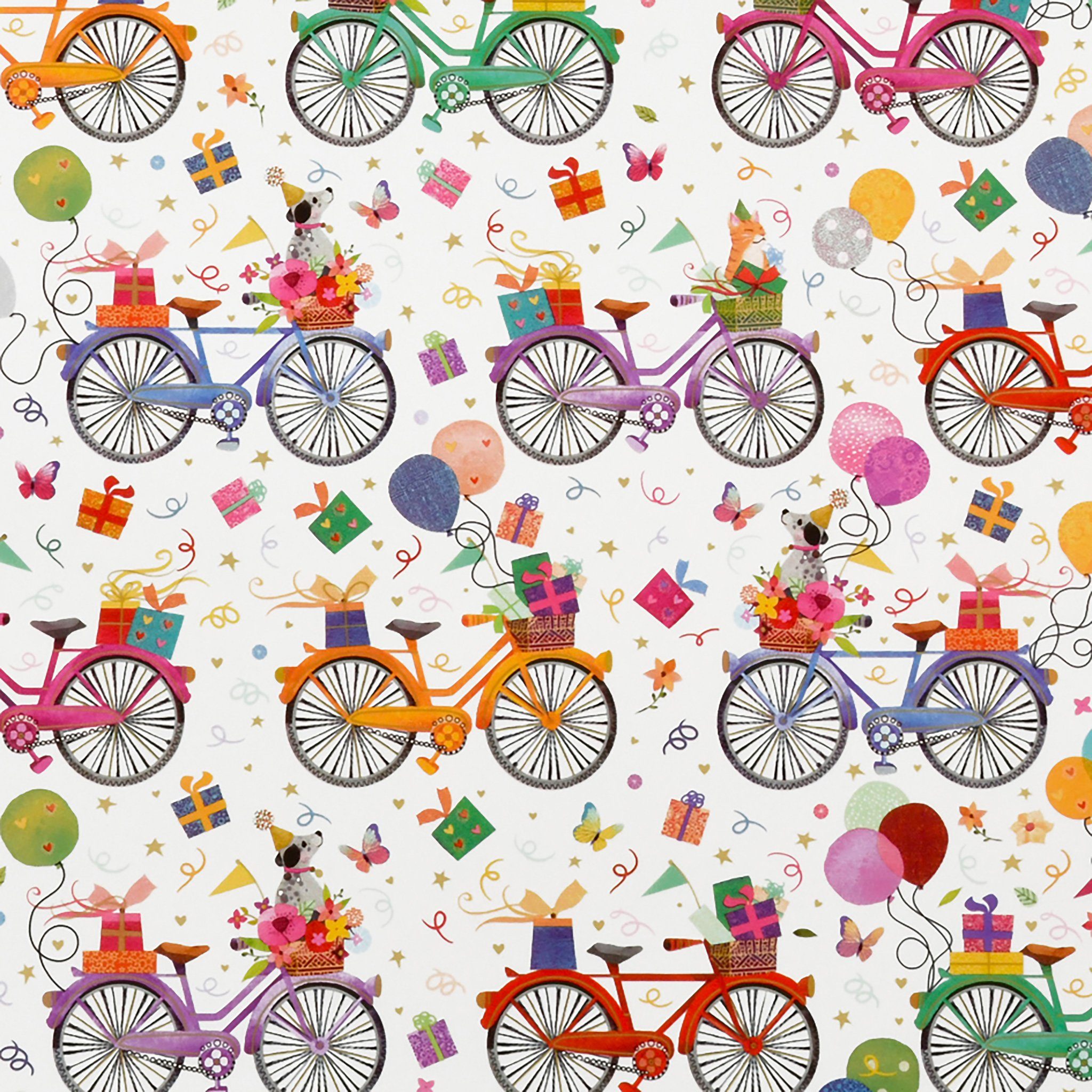 Star Geschenkpapier, Geschenkpapier Fahrrad Motiv 70cm x 2m Rolle Bunt