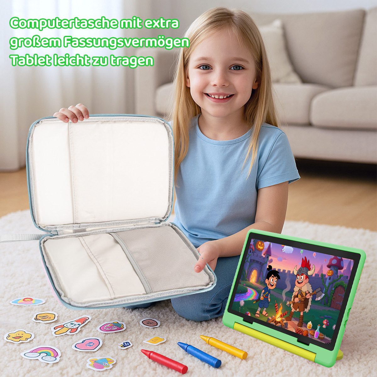 BUFO 10 Zoll 24(3+21)GB RAM+64GB ROM 1280x800 HD-Display Android16 Kinder Tablet (10,1", 64 GB, Android 16, WIFI, Anti-Blaulicht, Vorinstallierte Kinder Lernsof – Bild 5 von 5