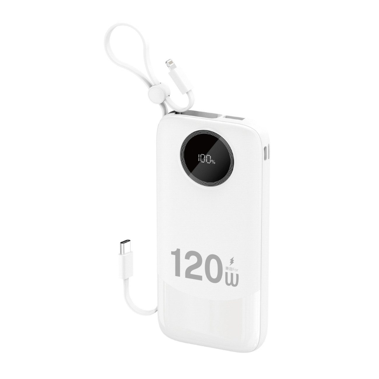 Dudao K13-White Powerbank 10000 mAh (5, 9, 12 V), Kompakte Powerbank mit LED-Anzeige und 4 Ladeoptionen