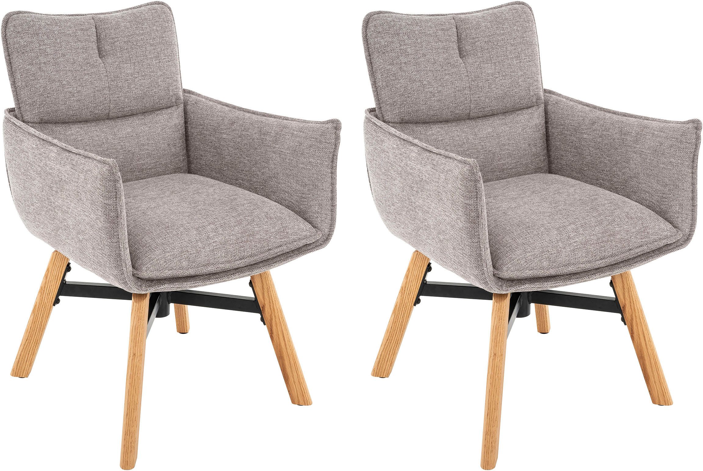 OTTO home Esszimmerstuhl Elyssa (Set, 2 St), massives Eichenholzgestell, pflegeleichter Webstoff, Drehfunktion