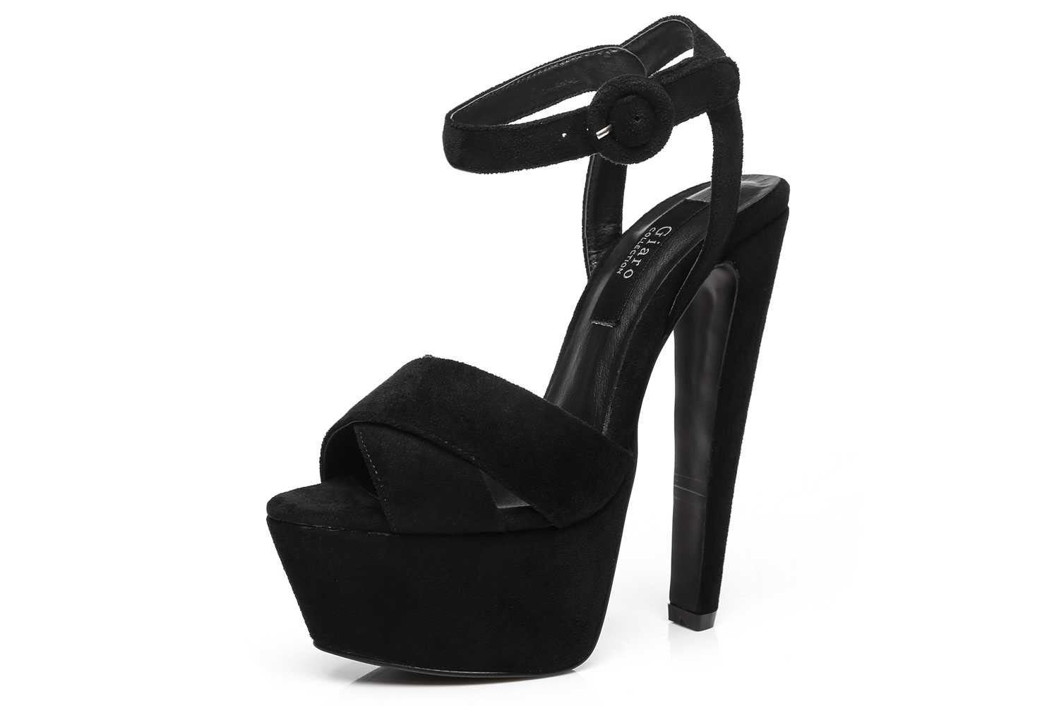 Giaro Sissi Black Velour Sandalette