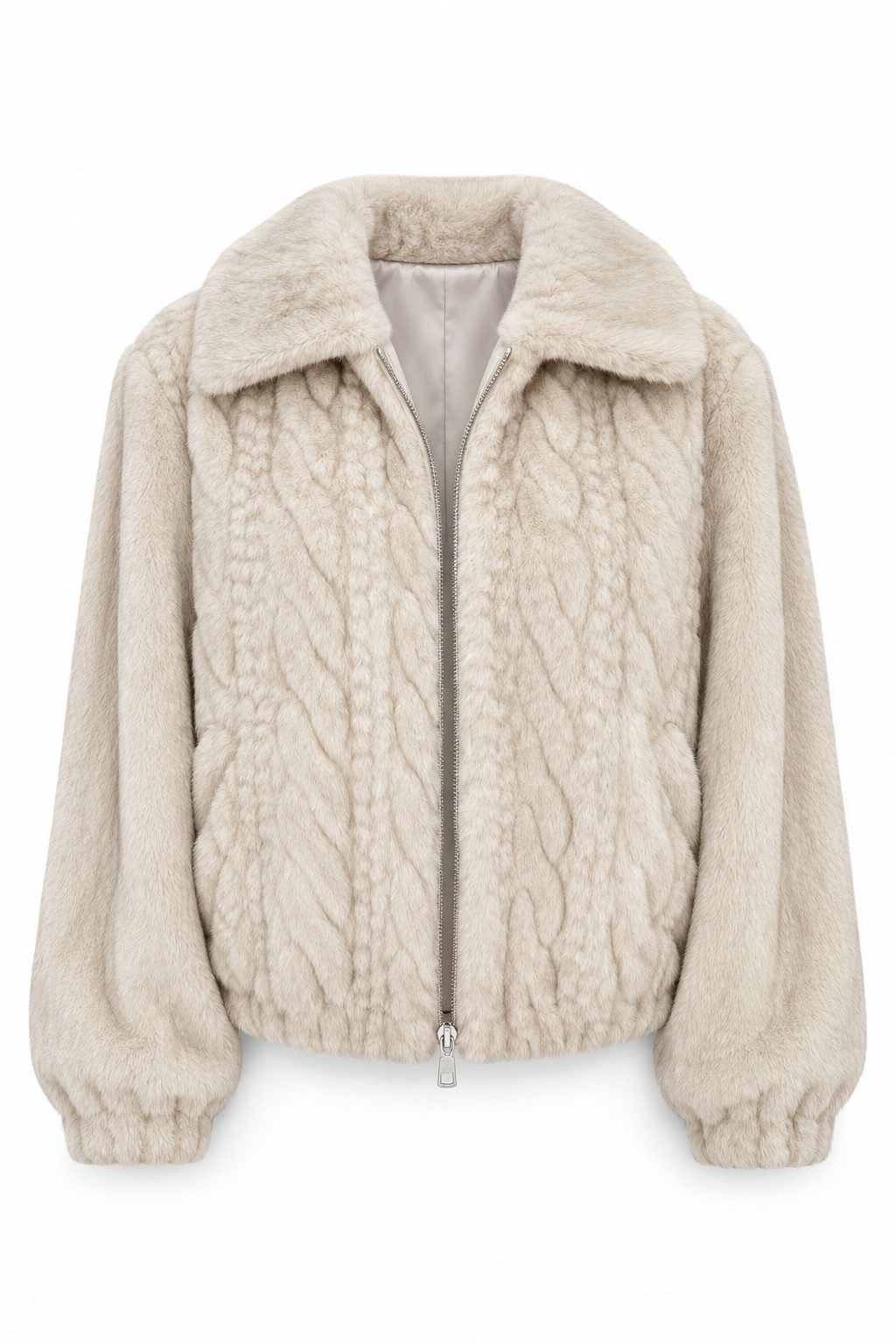 Liu Jo Outdoorjacke GIACCONE SINTETICO - Kunstfelljacke beige mit Zip