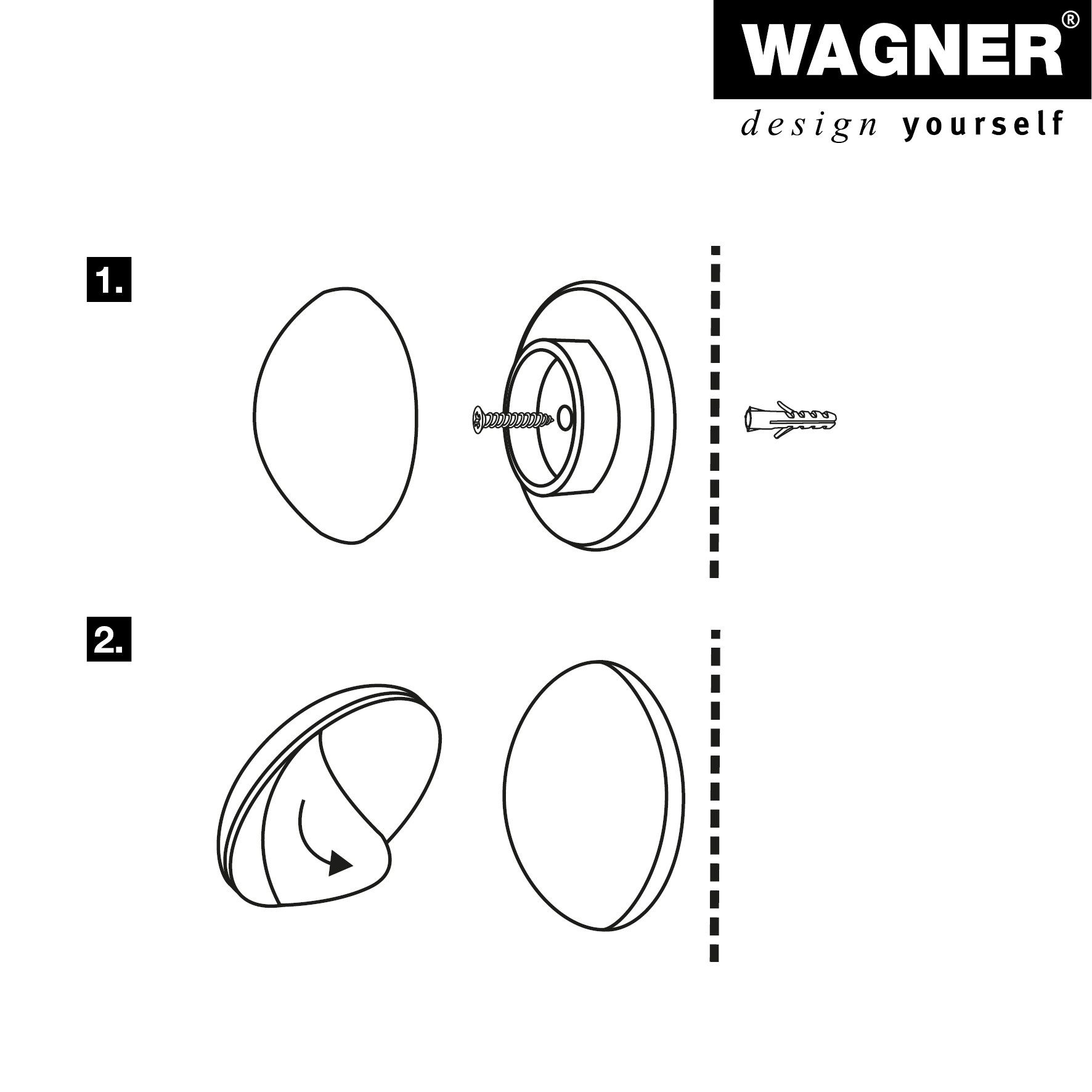 WAGNER design yourself Wandtürstopper Wandpuffer SCREW or GLUE / Schrauben oder Kleben - diverse Größen und Sets, Puffer aus hochwertigem Kunststoff, zum Schrauben oder Kleben