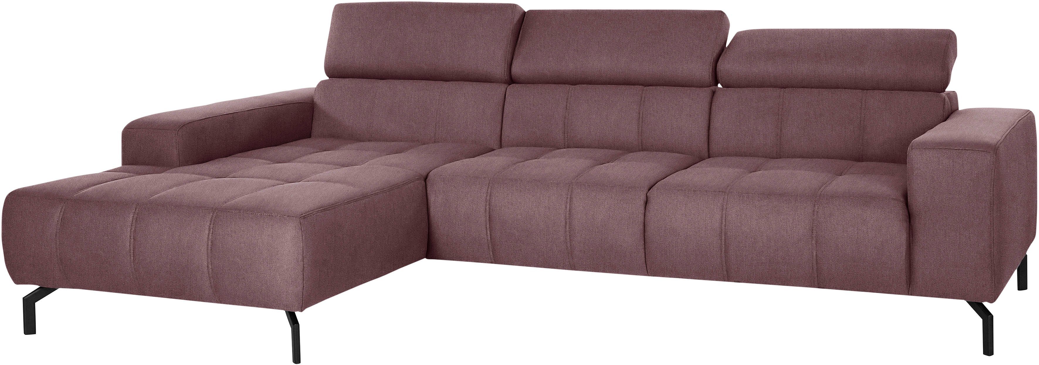 DOMO collection Ecksofa Cunelli L-Form, wahlweise inklusive 6-fach verstellbarer Kopfteilverstellung