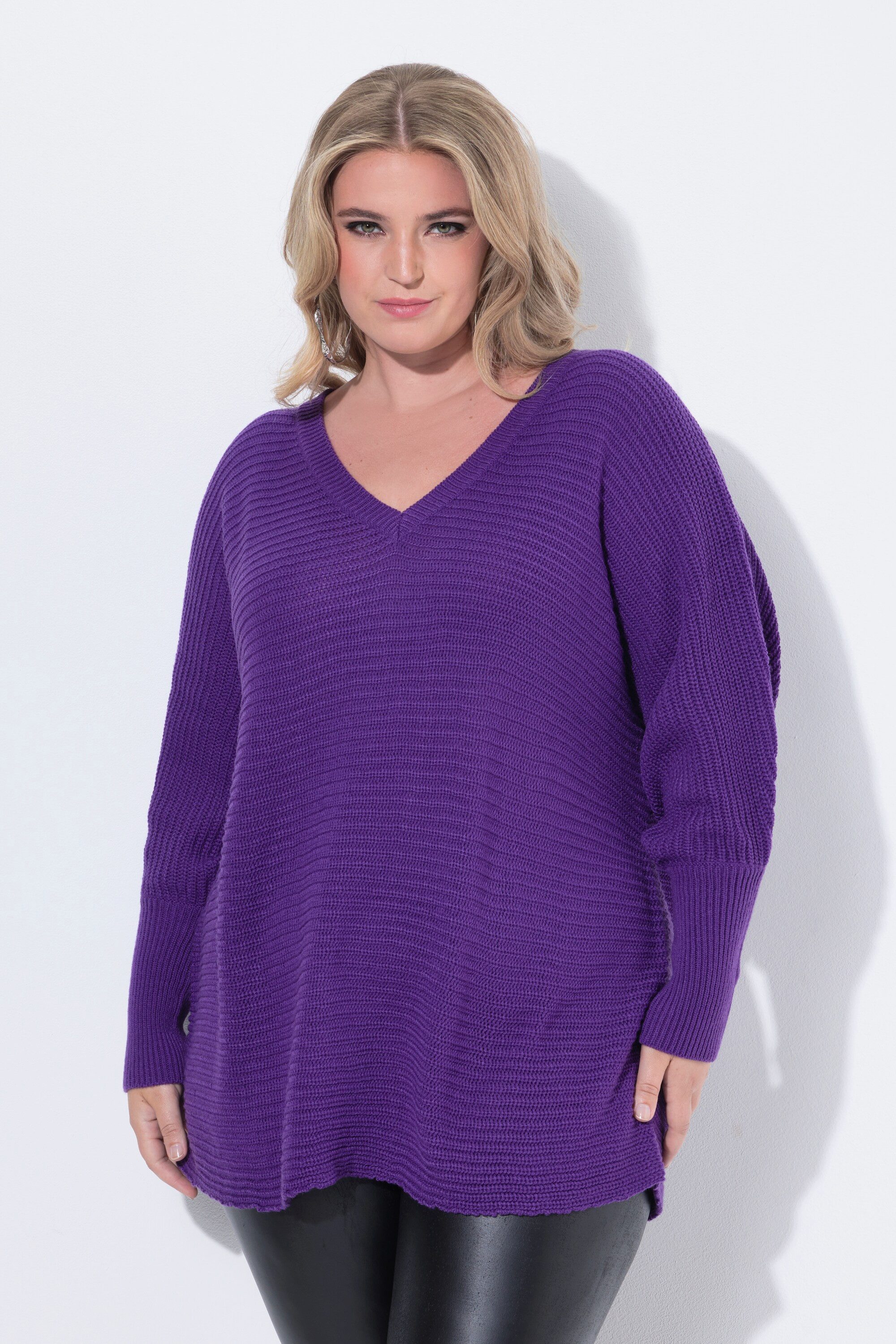 MIAMODA Strickpullover Pullover Poncho-Look V-Ausschnitt günstig online kaufen