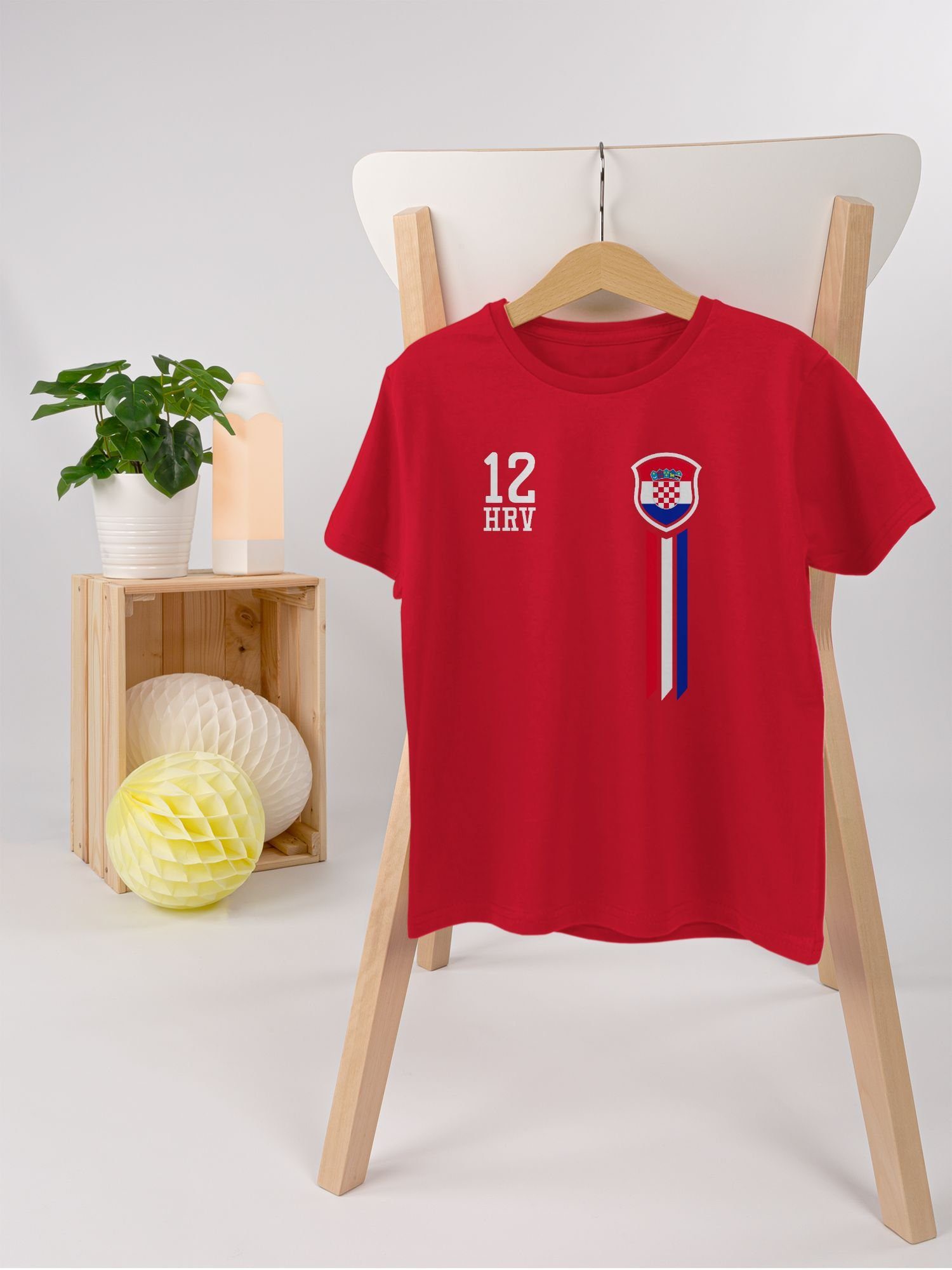 Mann 2 Fan-Shirt Kroatien Rot Kinder Fussball 2024 12. T-Shirt Shirtracer EM