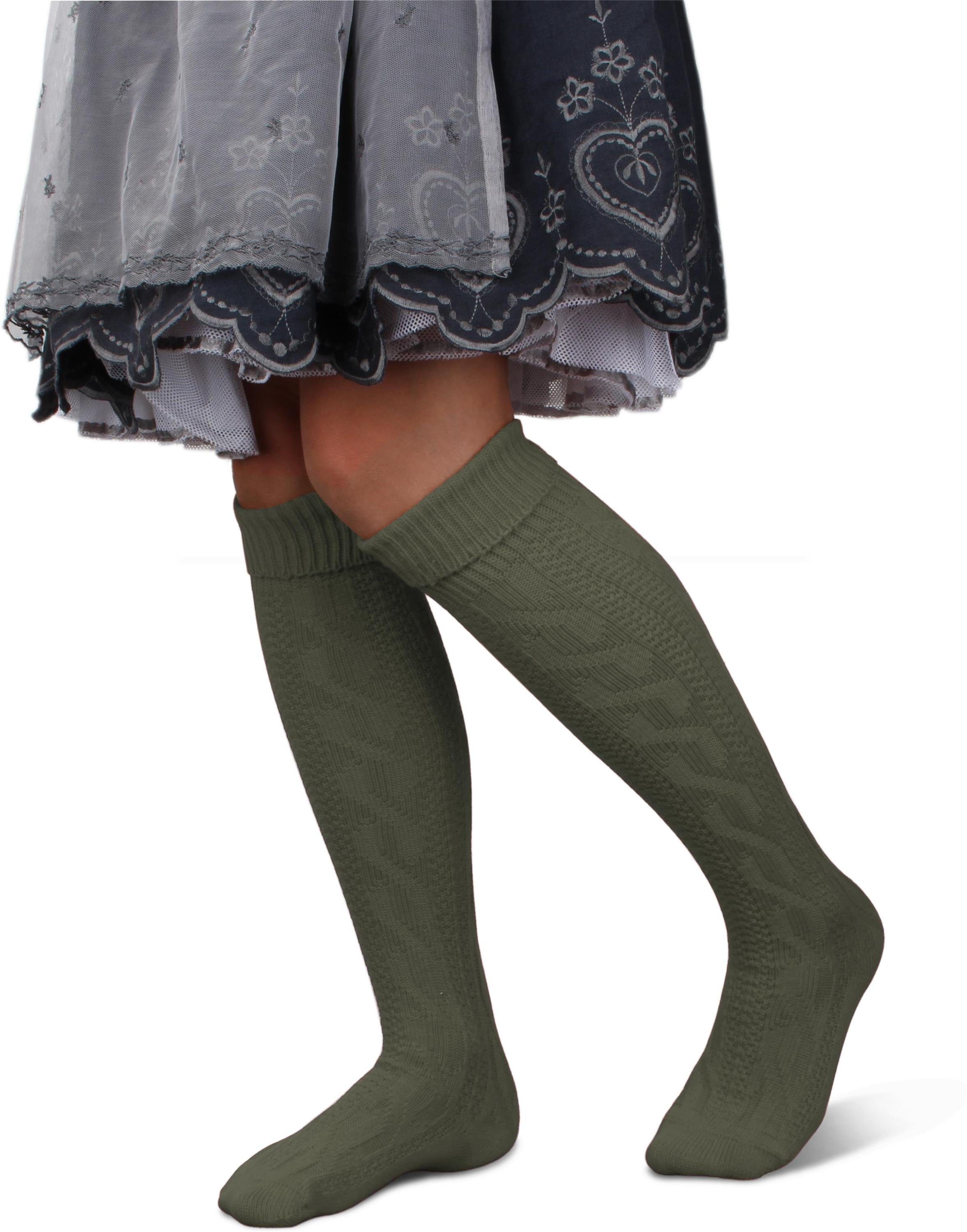 normani Trachtensocken Trachten-Kniestrümpfe (1 Paar) Traditionelles Zopfmuster