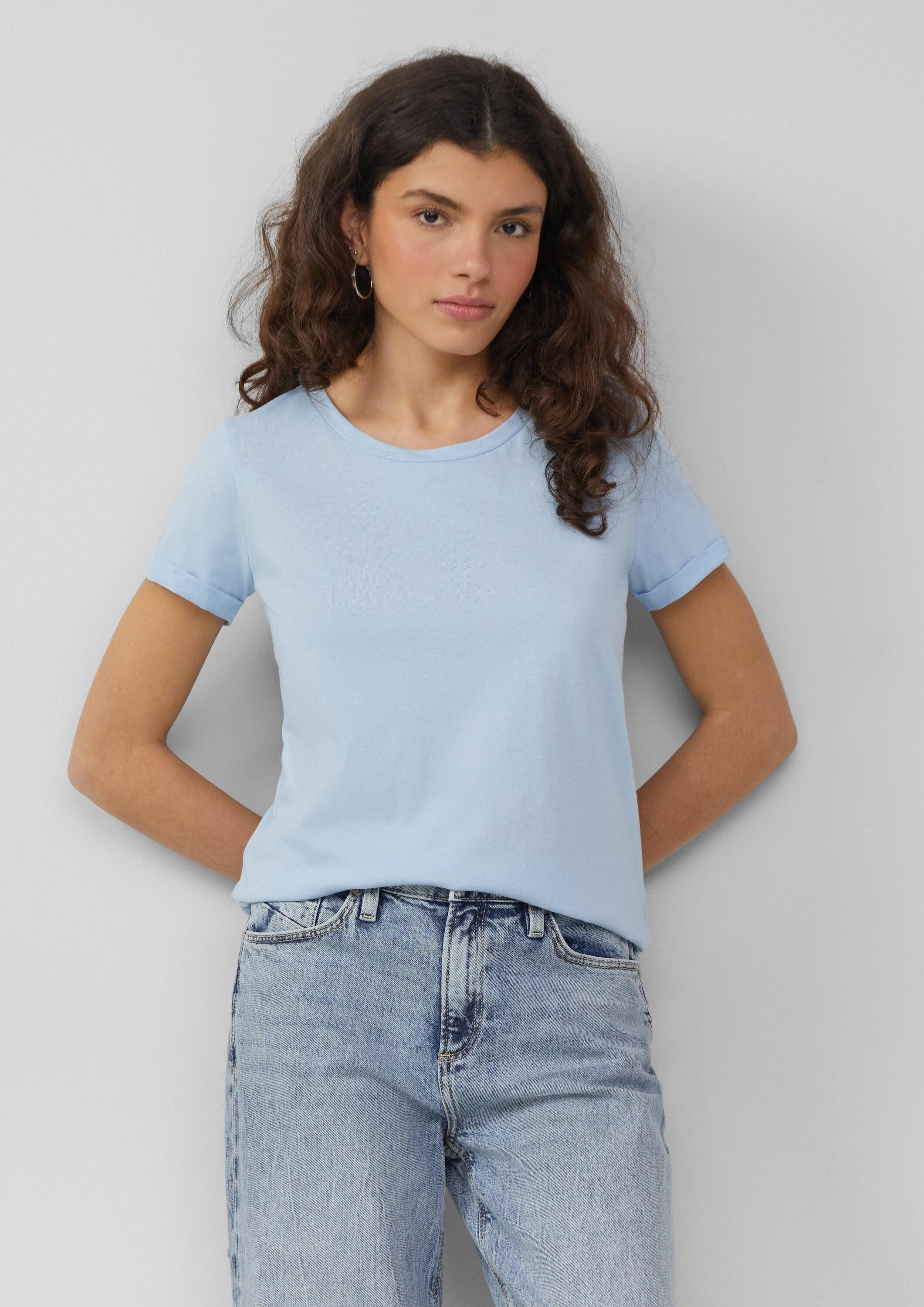 QS Kurzarmshirt T-Shirt Baumwollshirt mit Rundhalsausschnitt günstig online kaufen