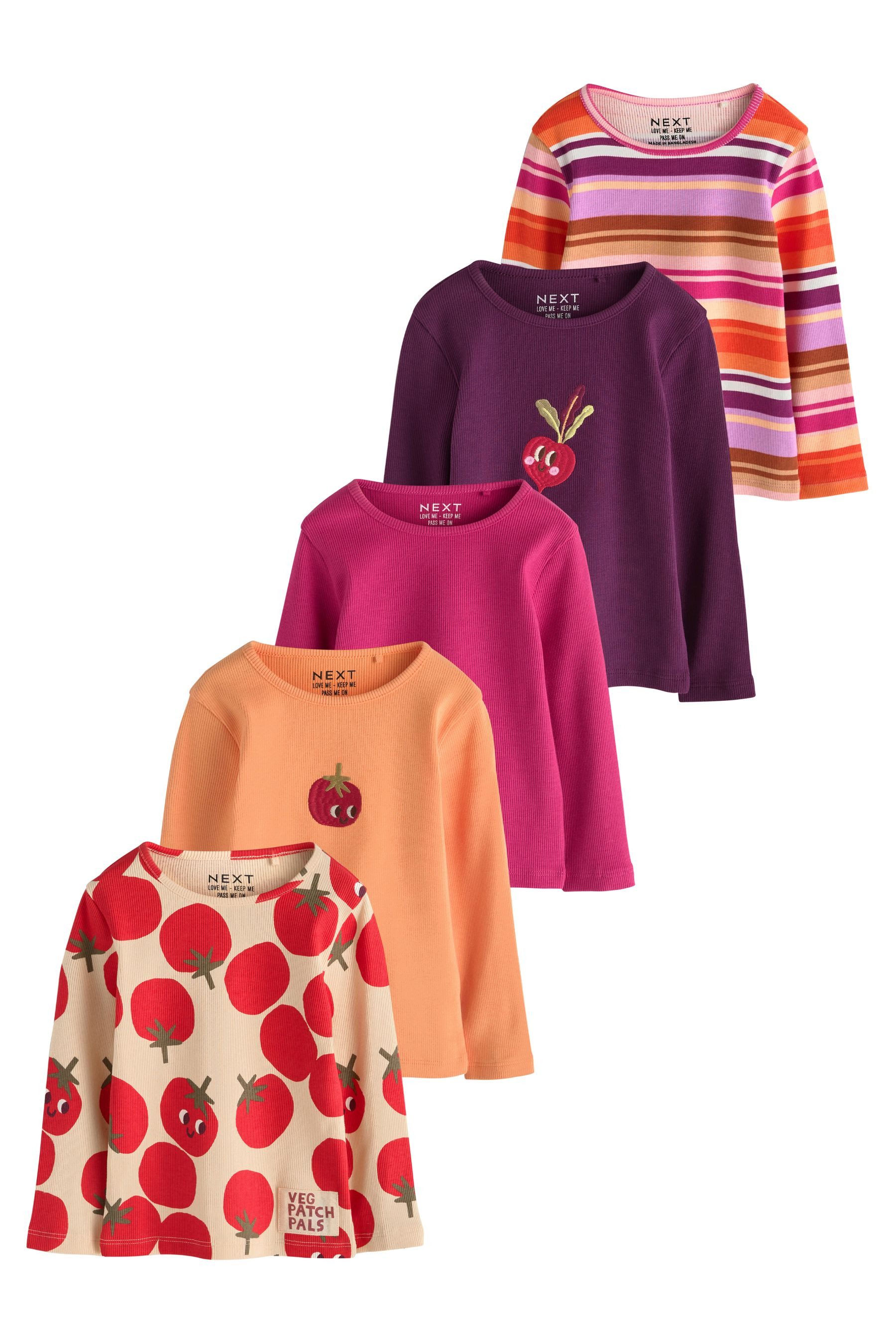 Next Langarmshirt 5er-Pack gerippte Langarmoberteile (5-tlg)