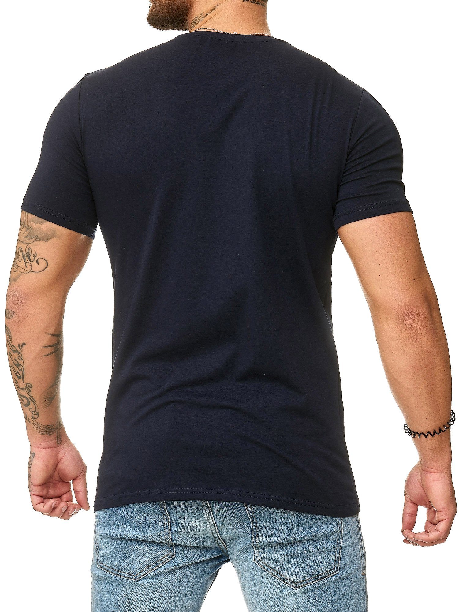 Casual 1-tlg) Kurzarmshirt Tee, Freizeit Navy 1307C T-Shirt Fitness OneRedox Polo (Shirt