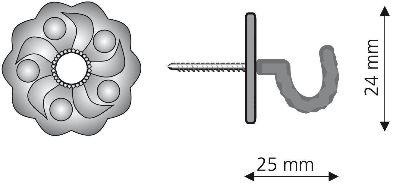 Liedeco Zierhaken, Gardinen, für Vorhänge, (Set, Vorhänge messingfarben 2-St)