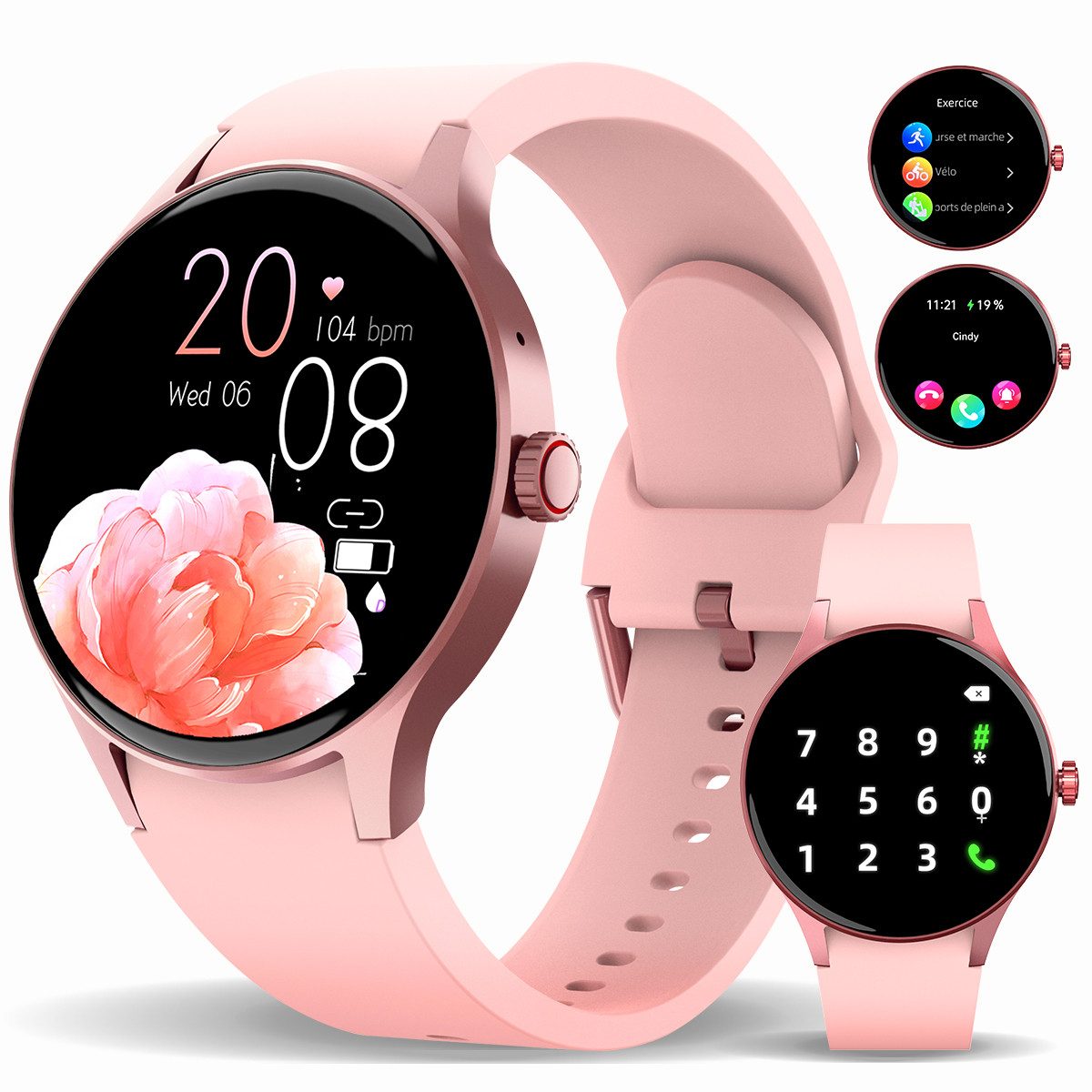 Smartwatch Damen mit Anruffunktion, Fitness Tracker Uhr, Smartwatch