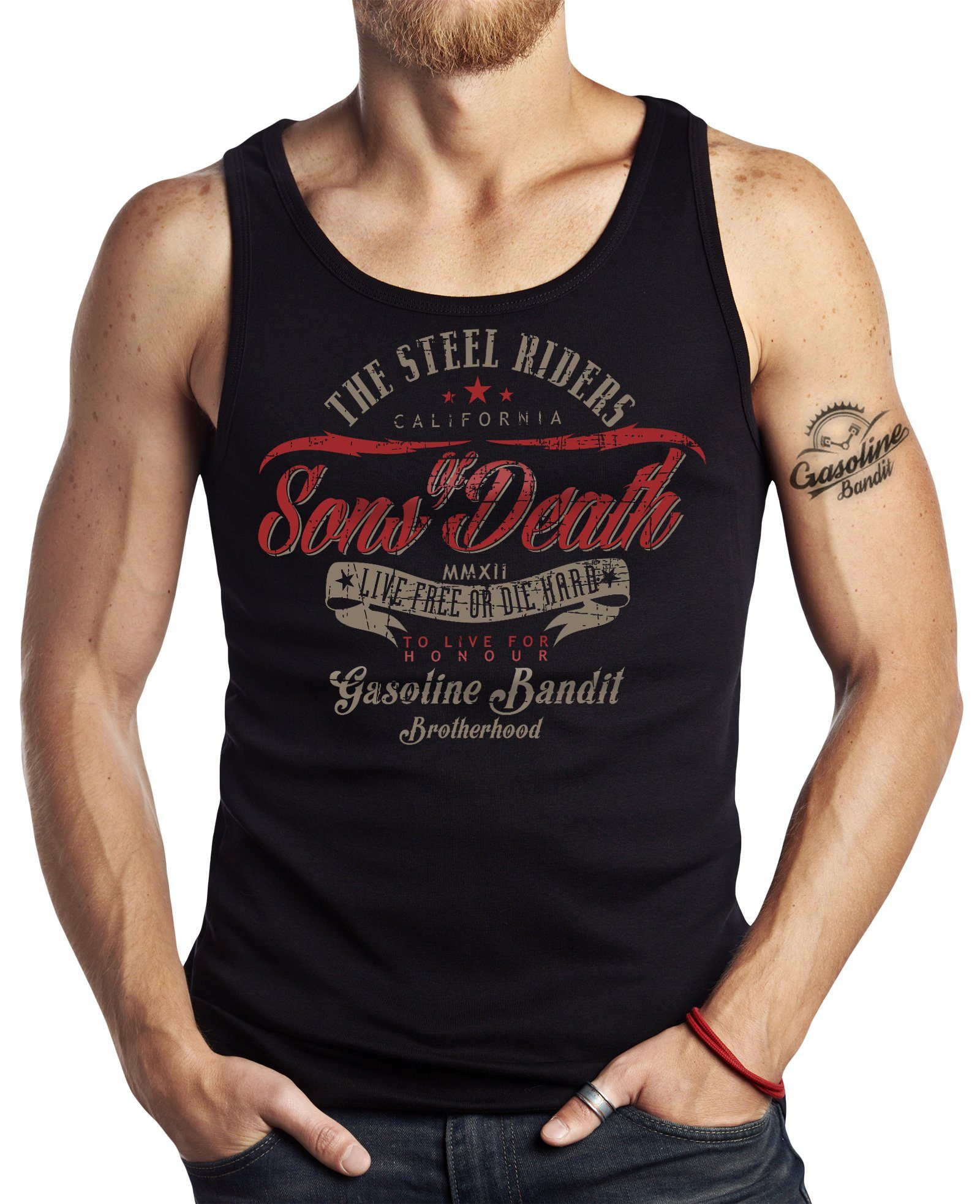 GASOLINE BANDIT® Tanktop für Biker, Racer, Motorrad Fans: Sons of Death