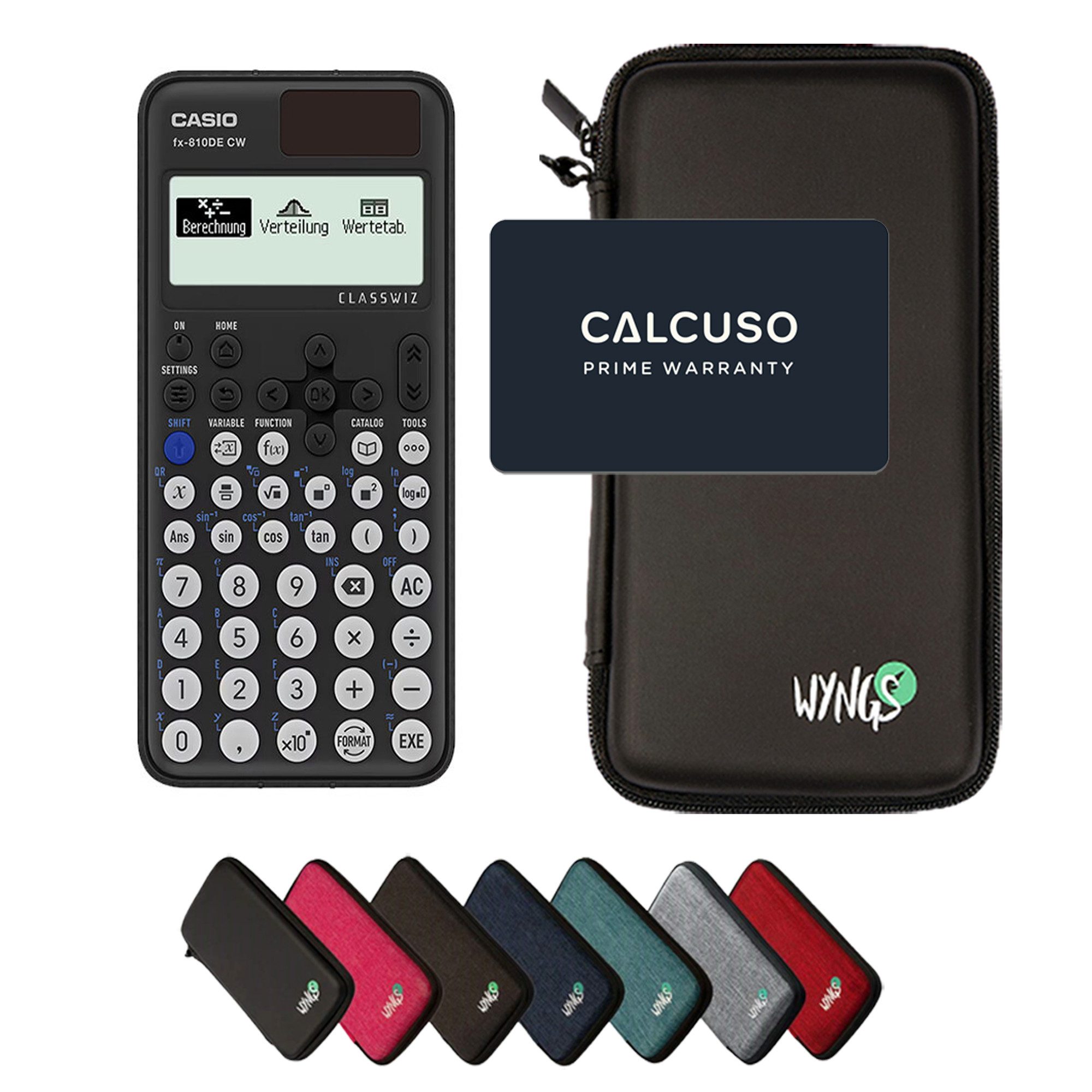 CASIO Taschenrechner fx-810DE CW ClassWiz inkl. WYNGS Schutztasche Schwarz
