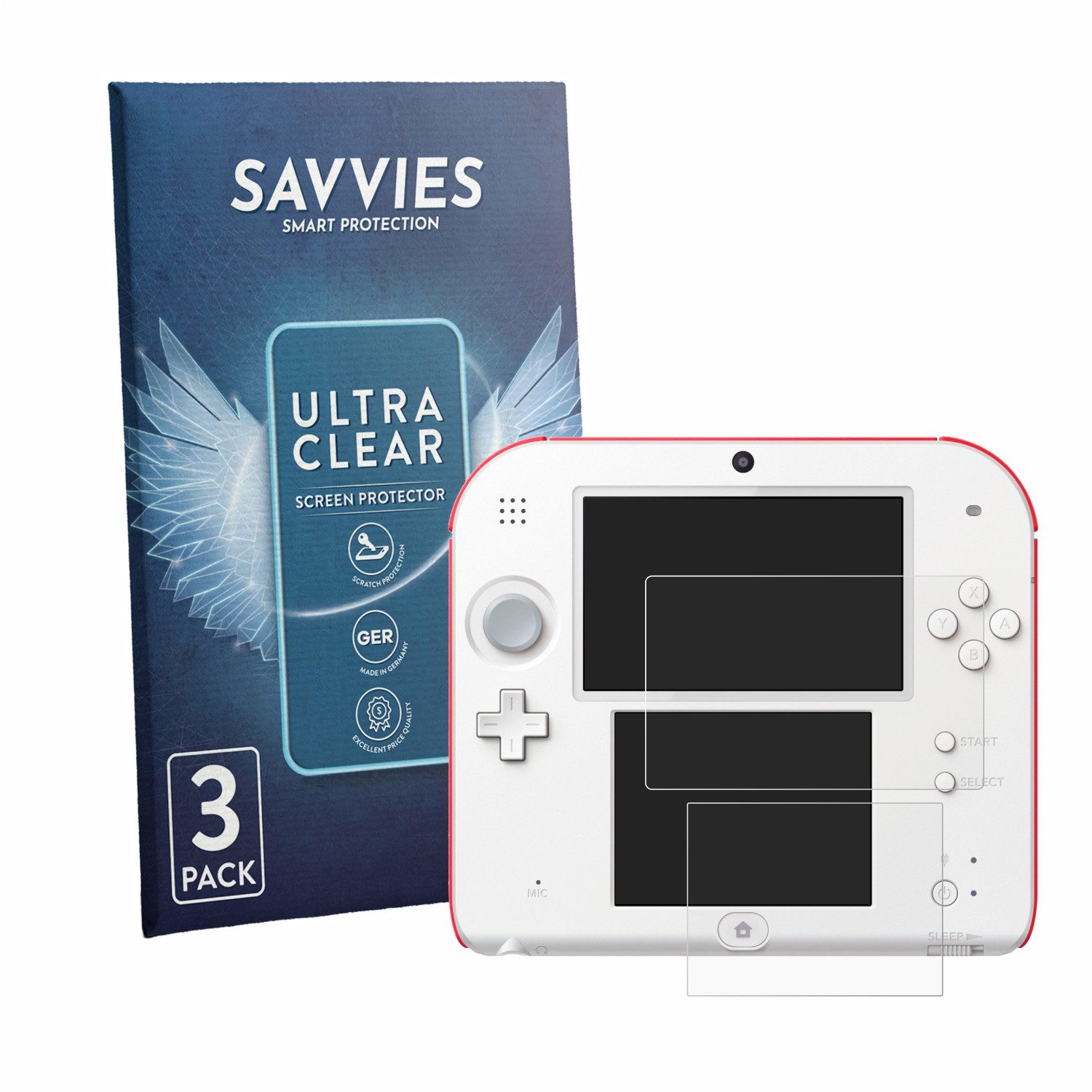 Savvies Displayschutzfolie Schutzfolie für Nintendo 2DS, 6 Stück, Displayschutz Schutz Folie Klar Transparent