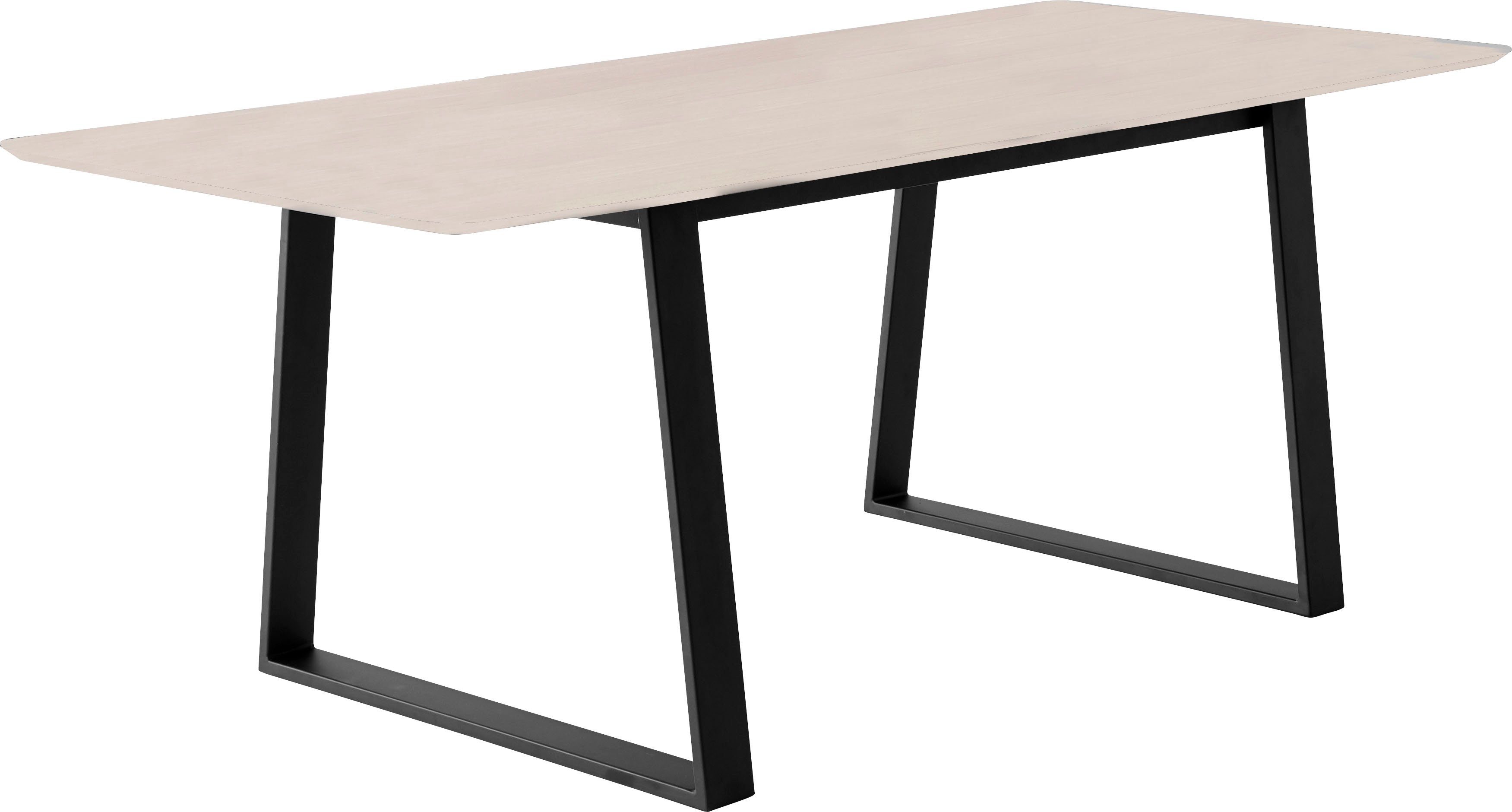 Hammel, abgerundete Meza Trapez Hammel Einlegeplatten Tischplatte MDF, Furniture Esstisch Naturfarben 2 Metallgestell, by