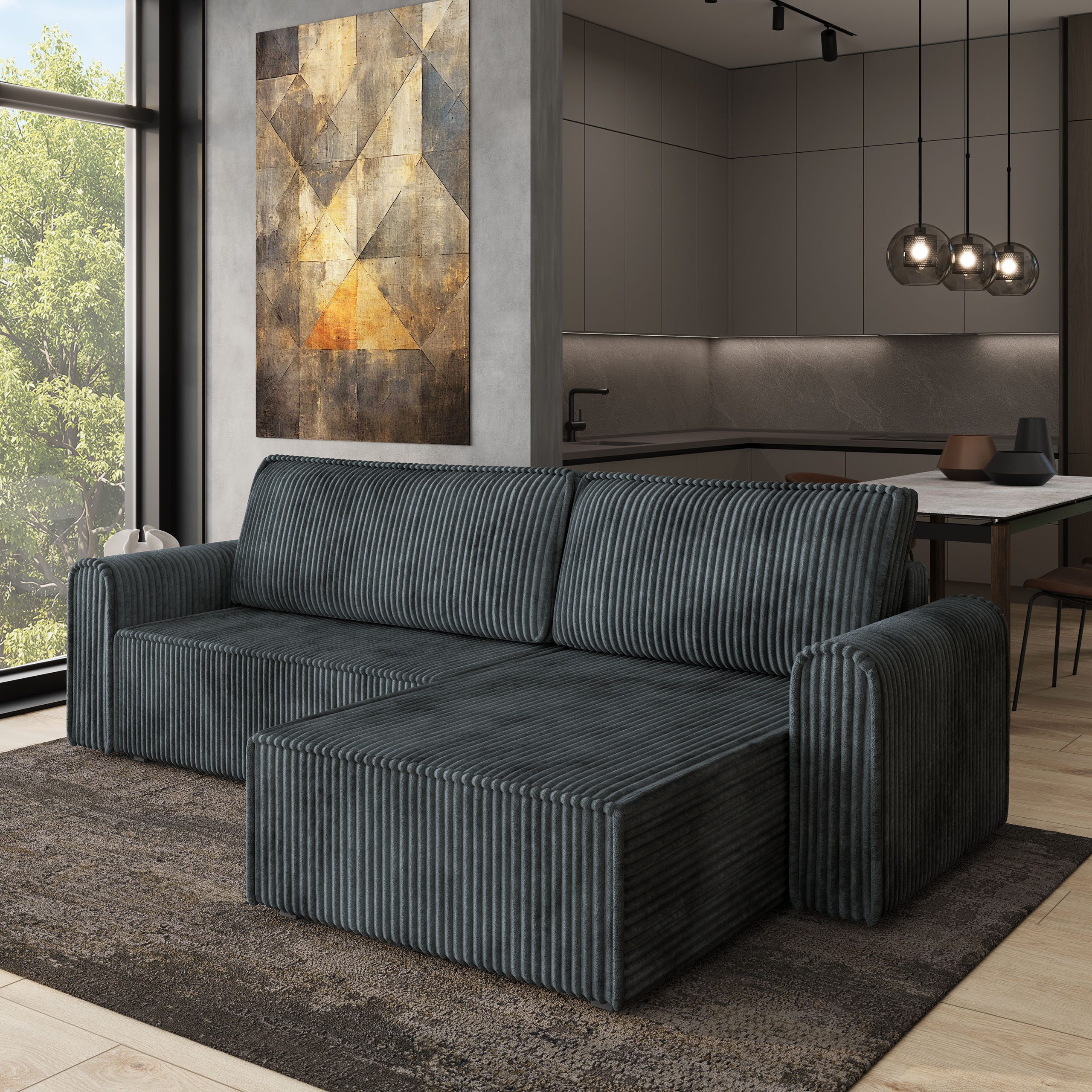 Masseno Ecksofa VALTINO mit Schlaffunktion L-Form, Sofa mit Bettkasten