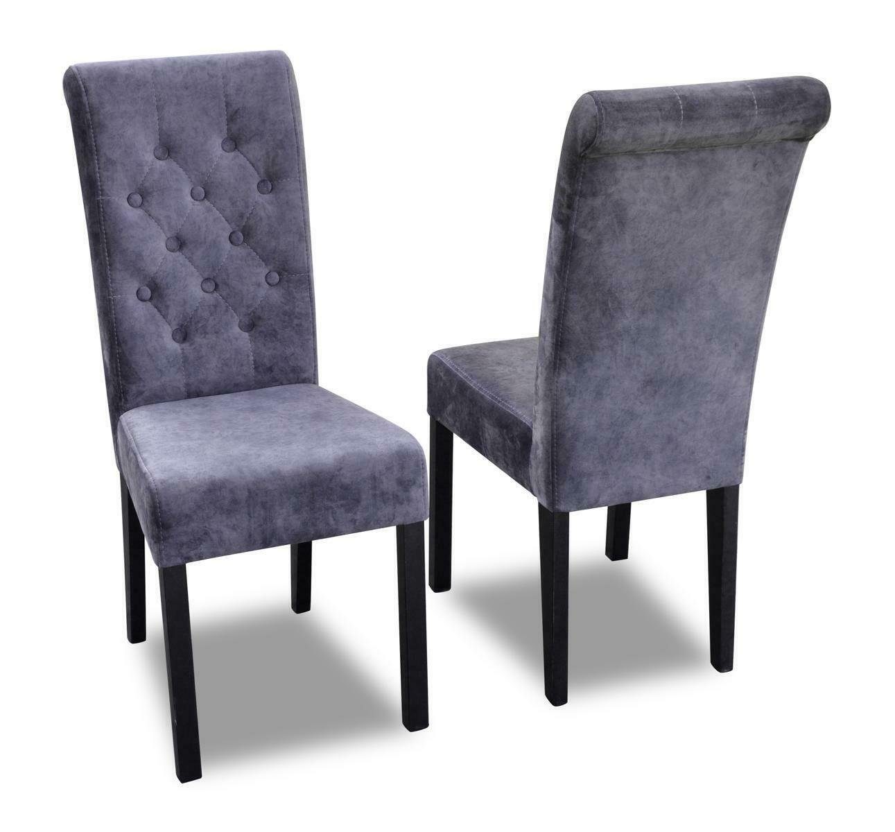 Lehn JVmoebel Polster Stuhl Textil Design Hellviolett Klassische Chesterfield Stuhl, Stühle 8x Holz Sessel