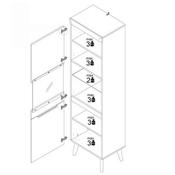 Lomadox Stauraumschrank STOCKTON-61 grün mit Eiche Nb., 2 Türen, Softclose, B/H/T ca. 53/197/40cm