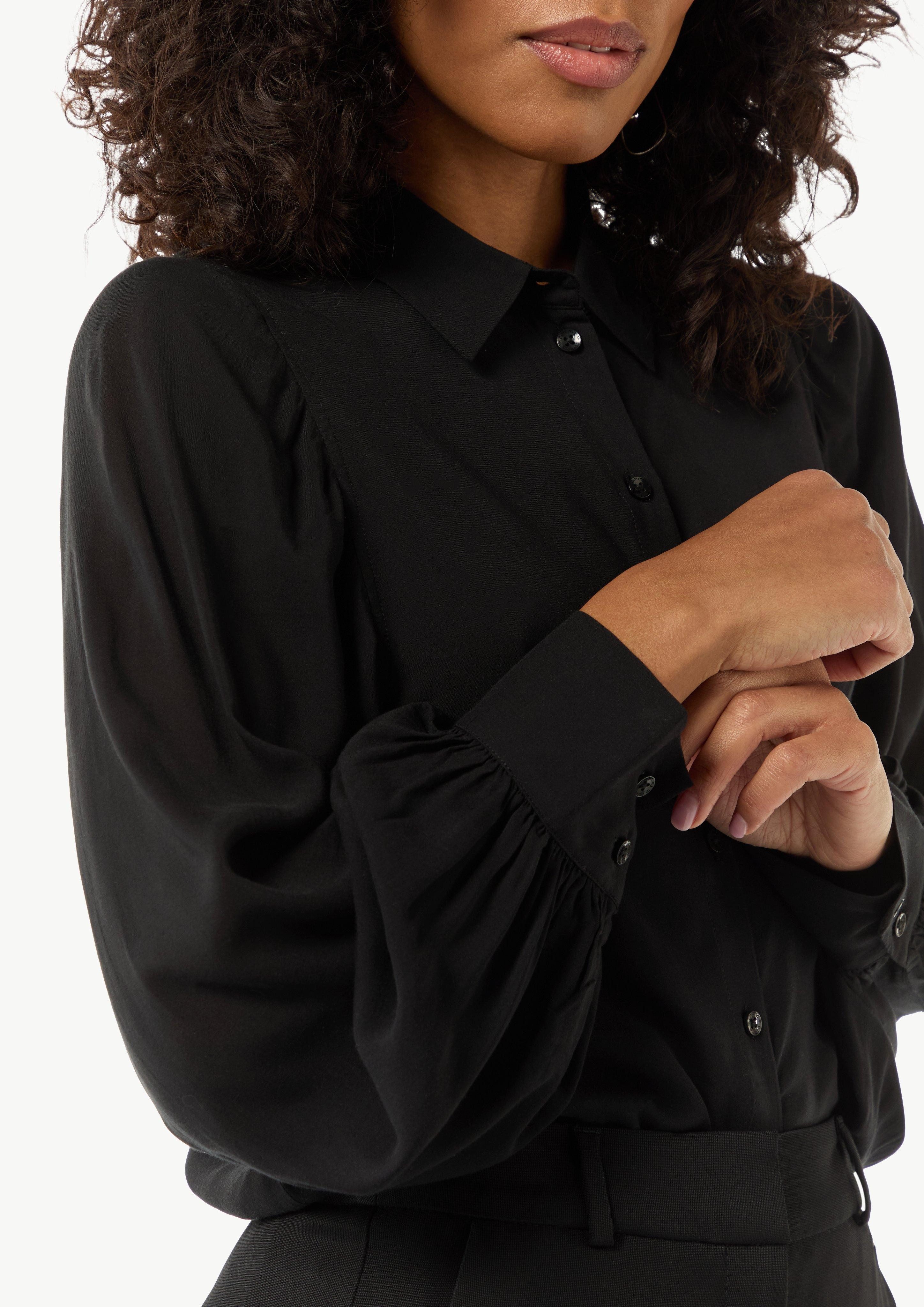 Comma Langarmbluse Relaxed-Fit-Bluse mit voluminösen Ärmeln günstig online kaufen