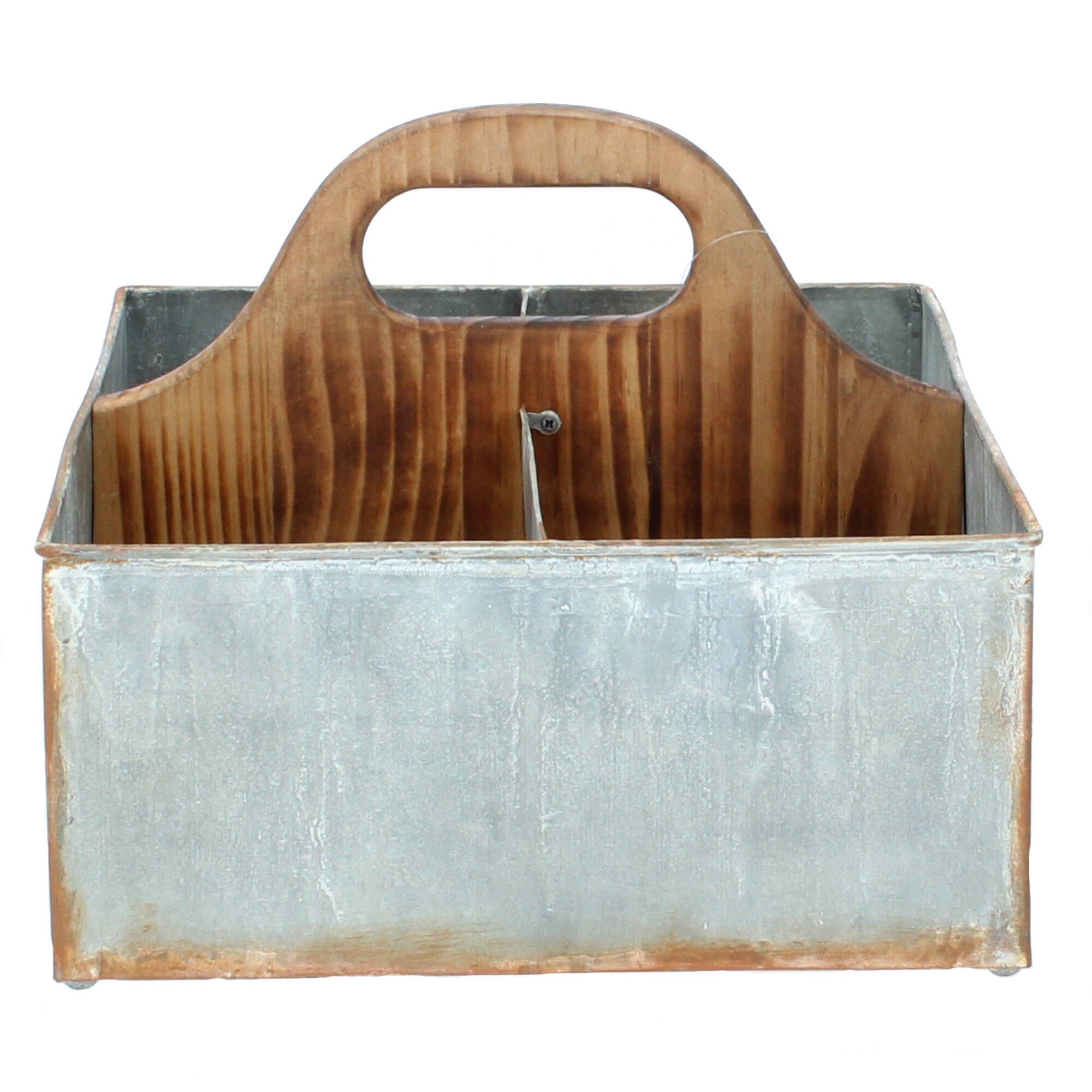 Chic Antique Blumentopf mit 4 Fächer und Griff 41,5x39x22 cm antique zink