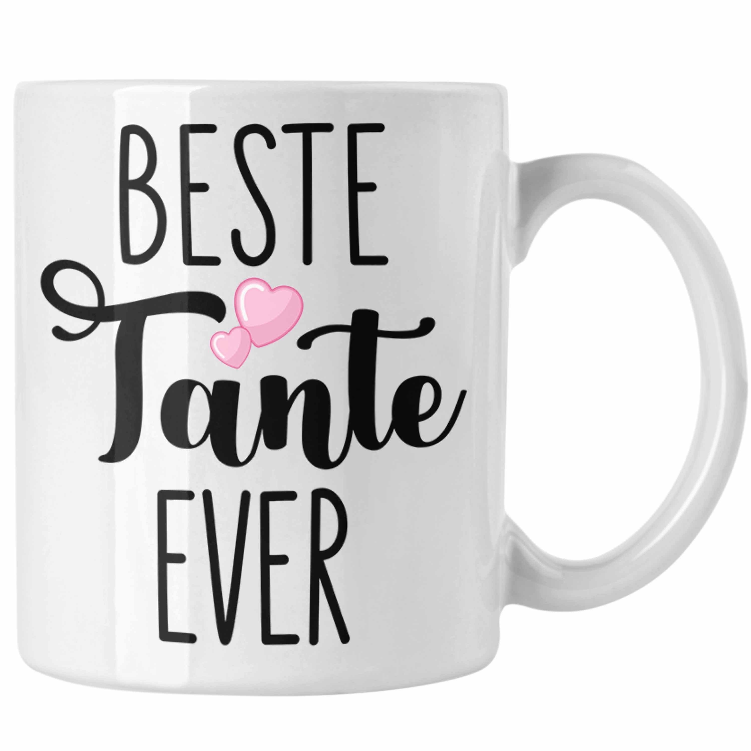 Trendation Tasse Trendation - Beste Tante Ever Tasse Geschenk Geburtstag Weihnachten Lustig Geschenkideen von Nichte Weiss