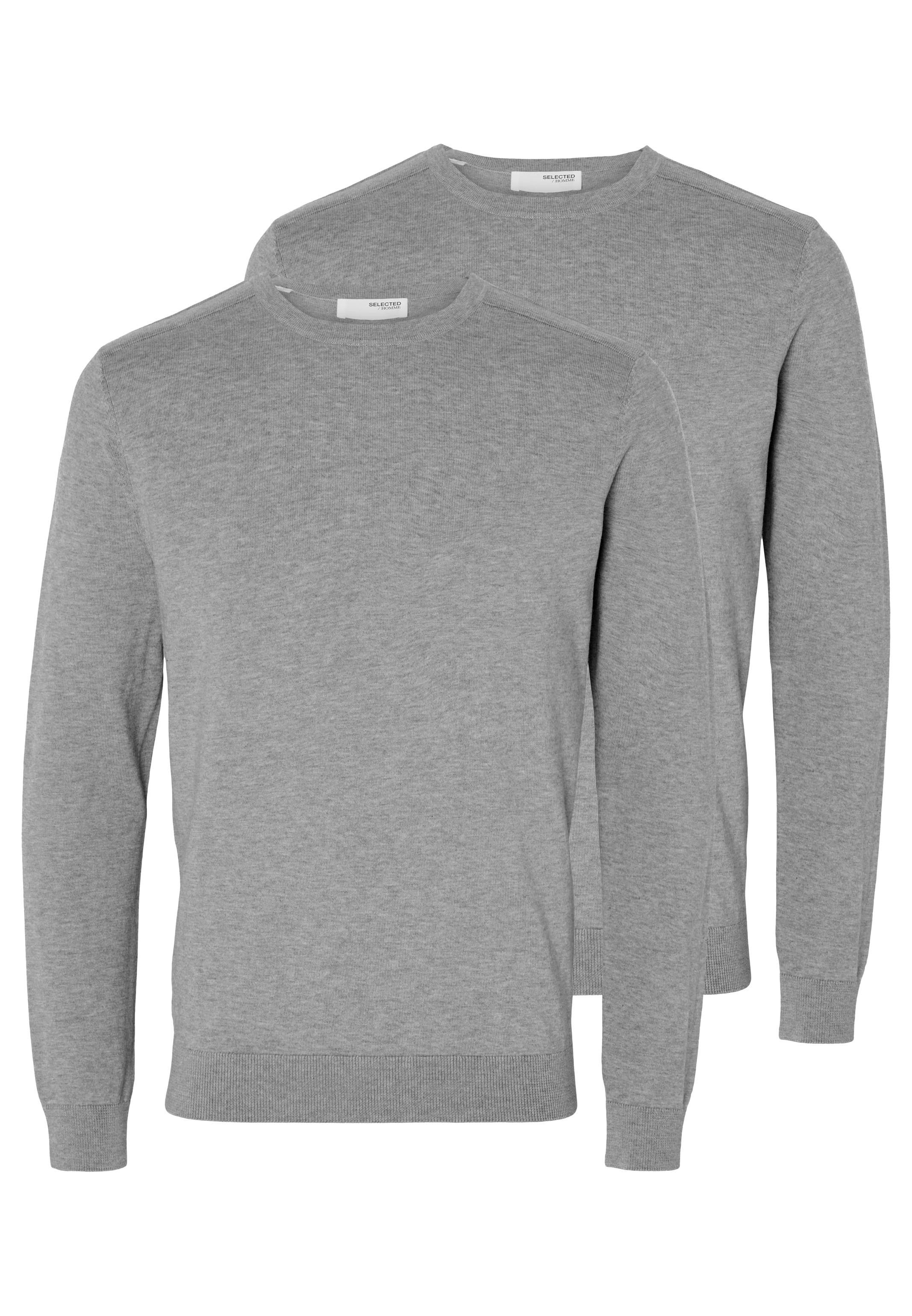 Selected Rundhalspullover 2er Pack Berg Pullover - Baumwolle - Atmungsaktiv - Zeitloser Strickpullover