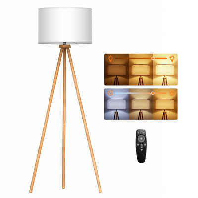 Tomons LED Stehlampe »Stehleuchte dimmbar, Dreibein aus Holz, mit Fernbedienung«, Berührungsschalter, Timer, für Wohnzimmer, Schlafzimmer