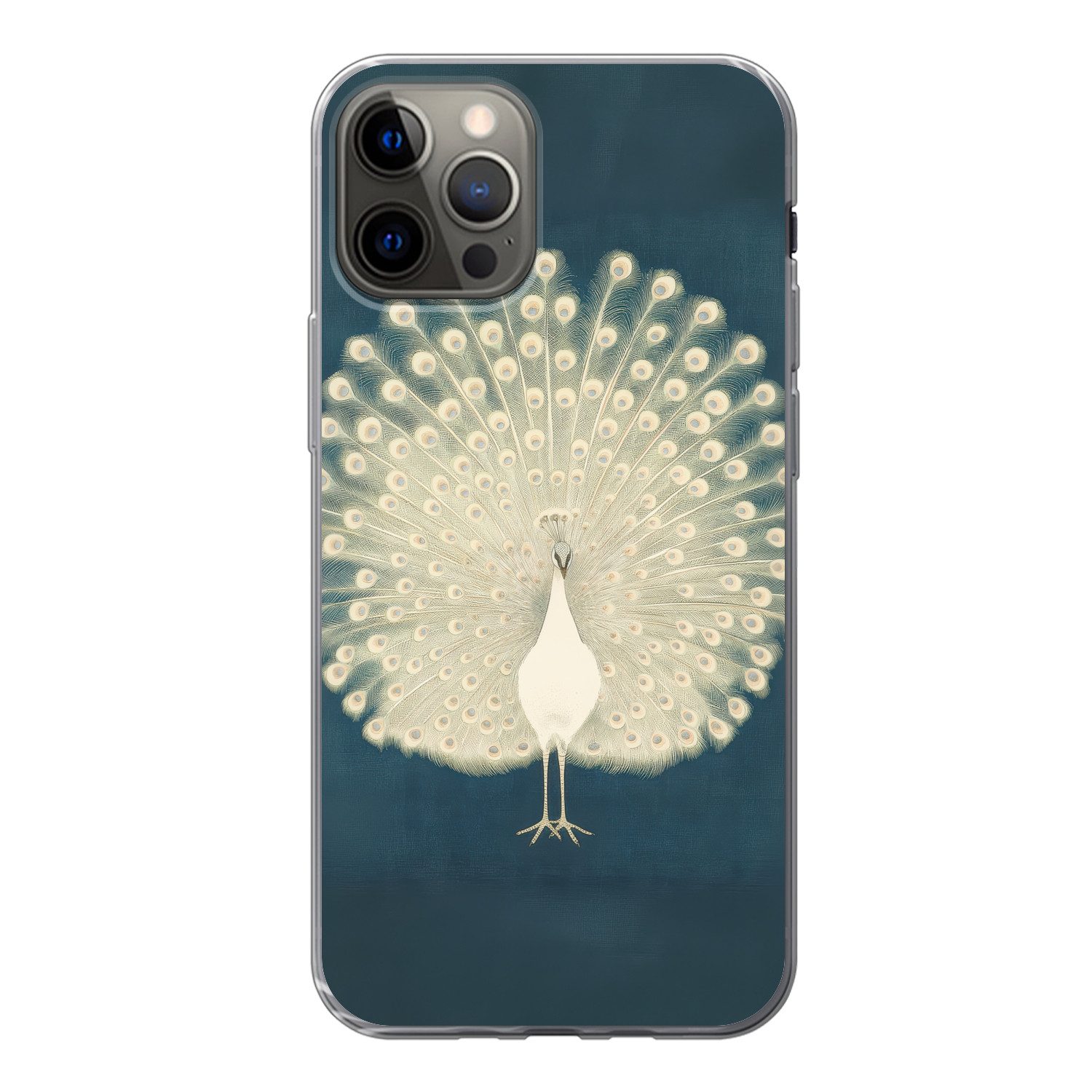 MuchoWow Handyhülle für Apple iPhone 12 Pro Vogel - Blau - Vintage, Smartphone-Bumper, Print, Handy Schutzhülle Dünn