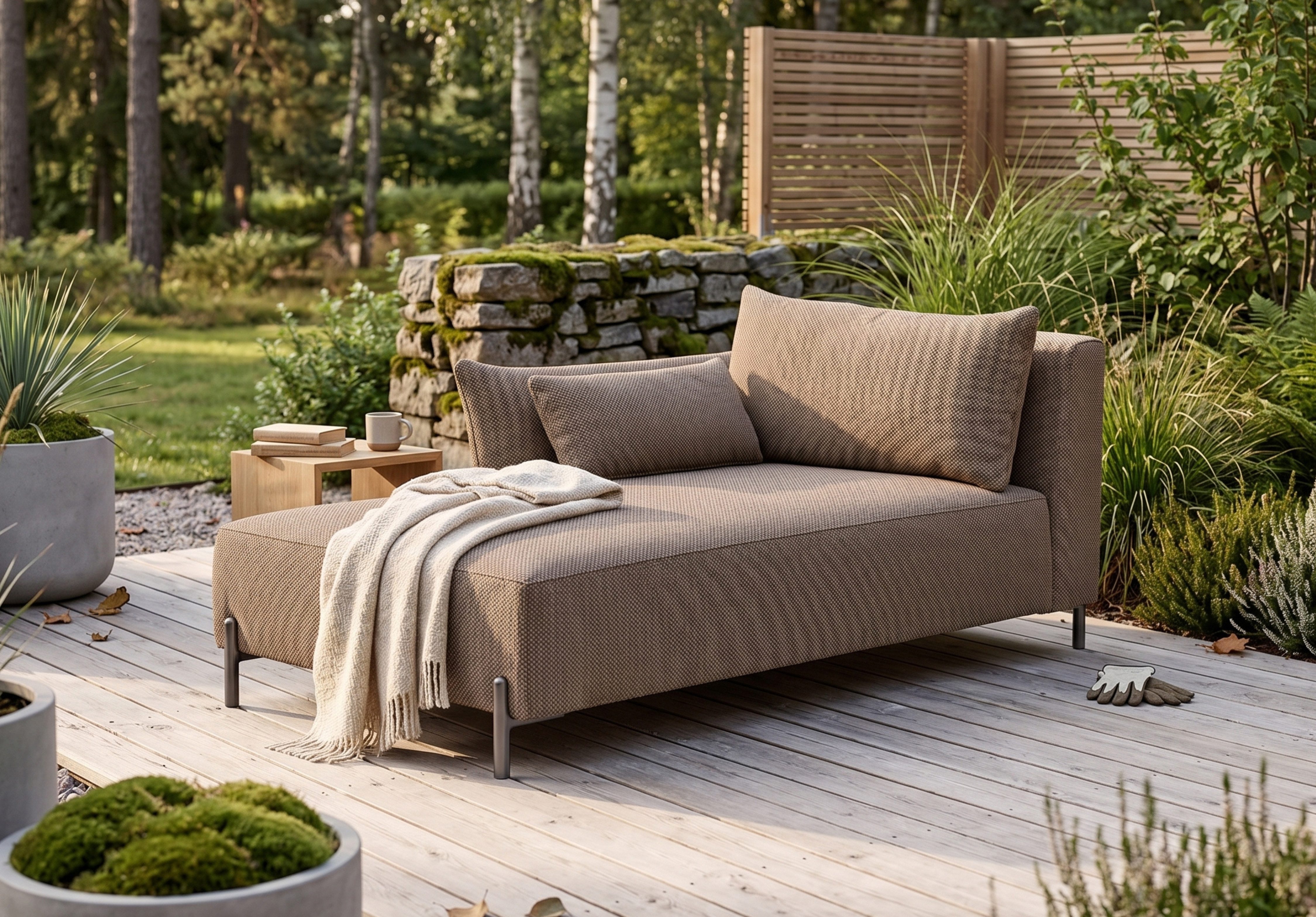 Kaiser Möbel Chaiselongue für Terrasse und Garten, Stoff Sunlight, SUNMEE, Outdoor-Premiumstoff, Wetterbeständig, Lounge-Design