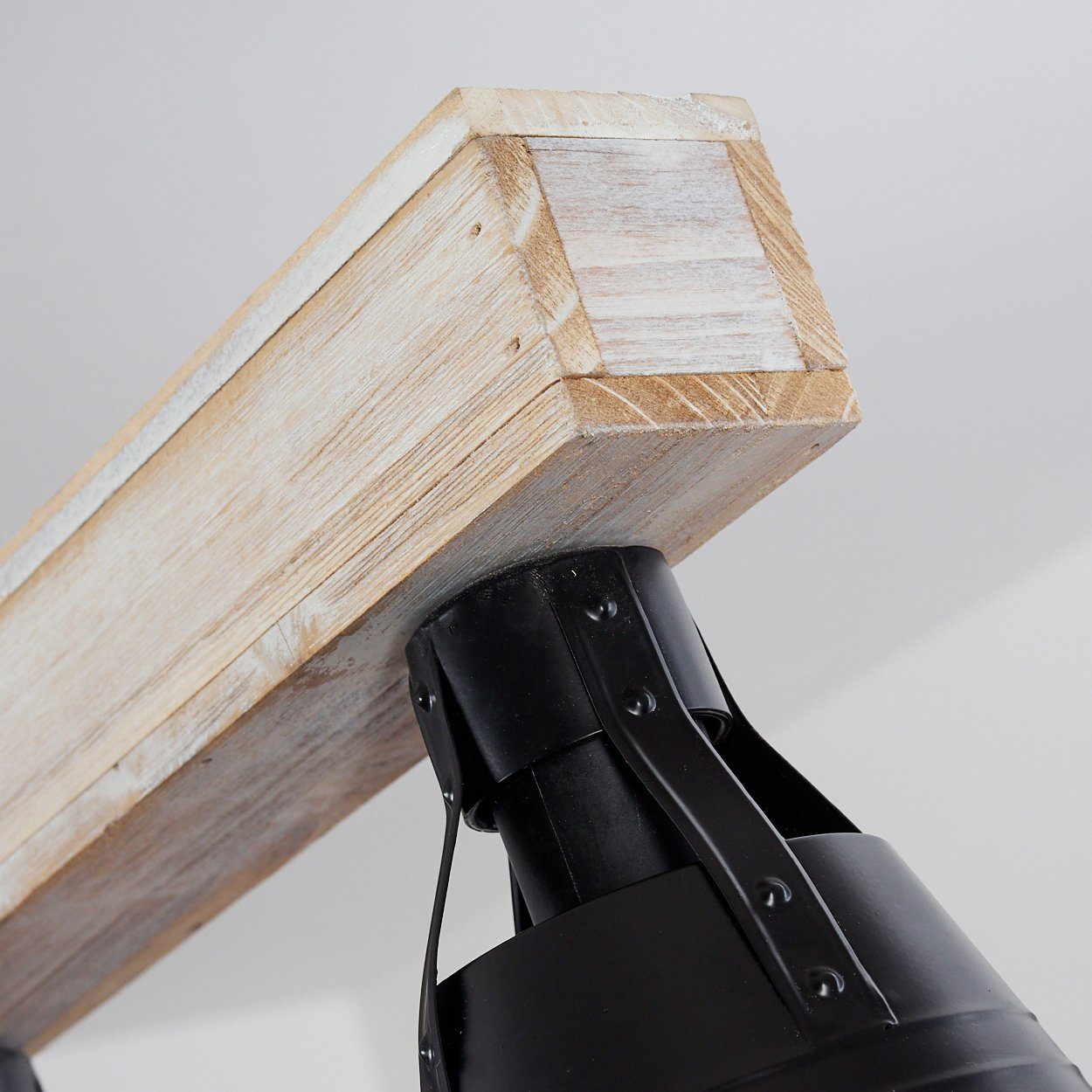 Design Metall/Holz Retro »Croce« aus Deckenlampe Schwarz/Natur, hofstein im Leuchtmittel, in ohne Hängeleuchte 4xE27, verstellbare