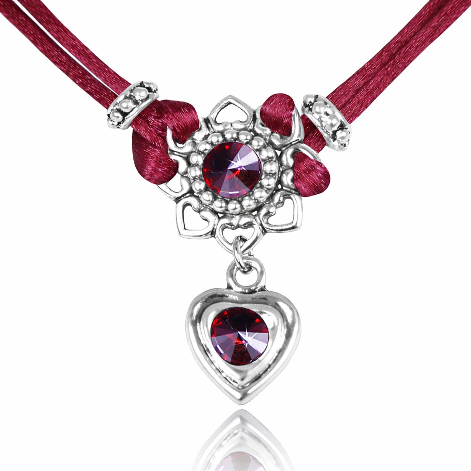 Kette mit Anhänger Chiara mit Herzblüte, Strassherz und Premium Kristallen