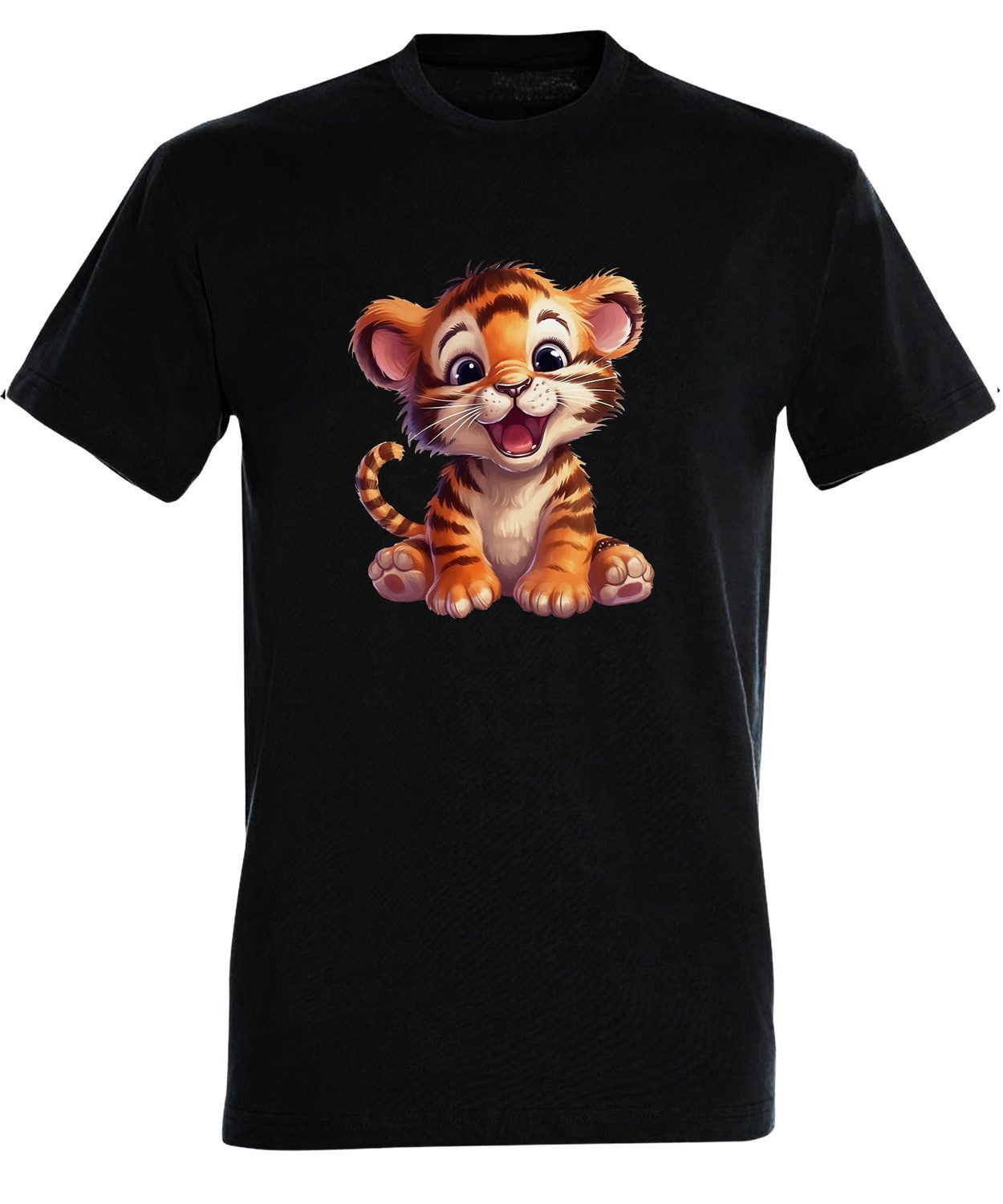 T-Shirt Herren Print Shirt - Cartoon Tiger Brustprint