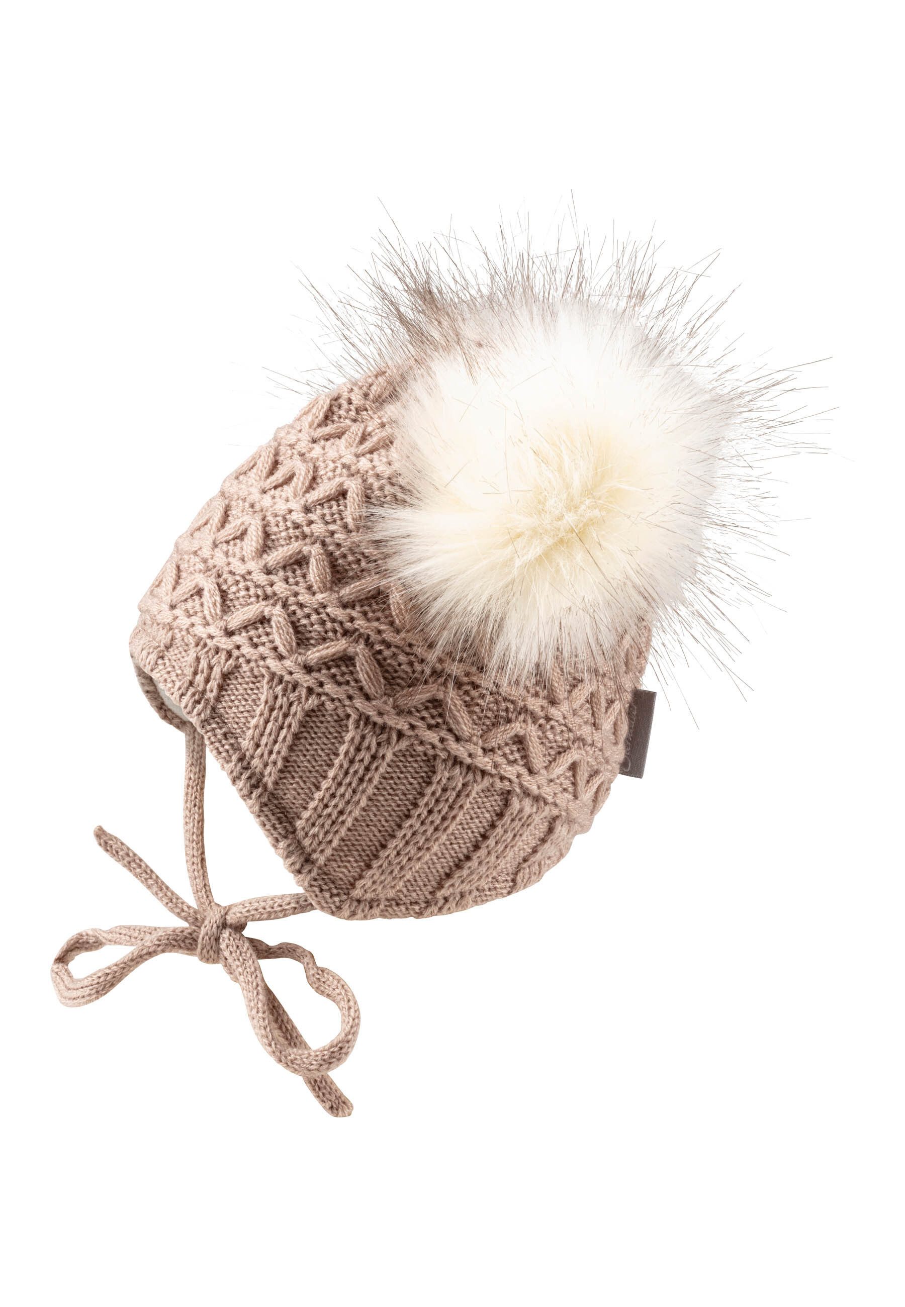 Sterntaler® Strickmütze Strickmütze Pompons (1-St) Mütze mit Kunstfell-Pompon gefüttert mit Fleece