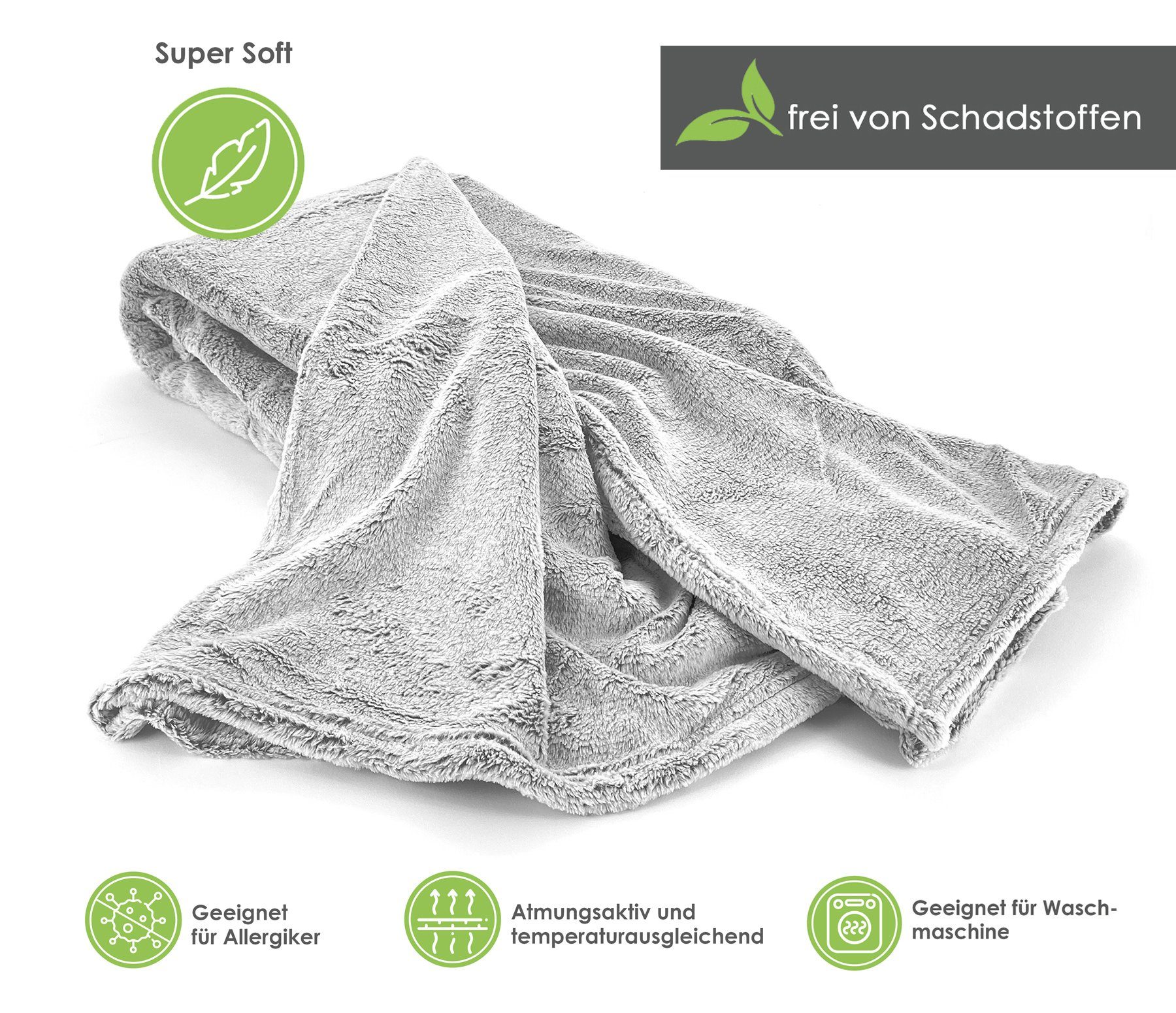 Wohndecke Melange Kuscheldecke Super Soft Flanell Sofadecke, heimtexland, super weich und flauschig I Hochflor meliert I 150x200 cm