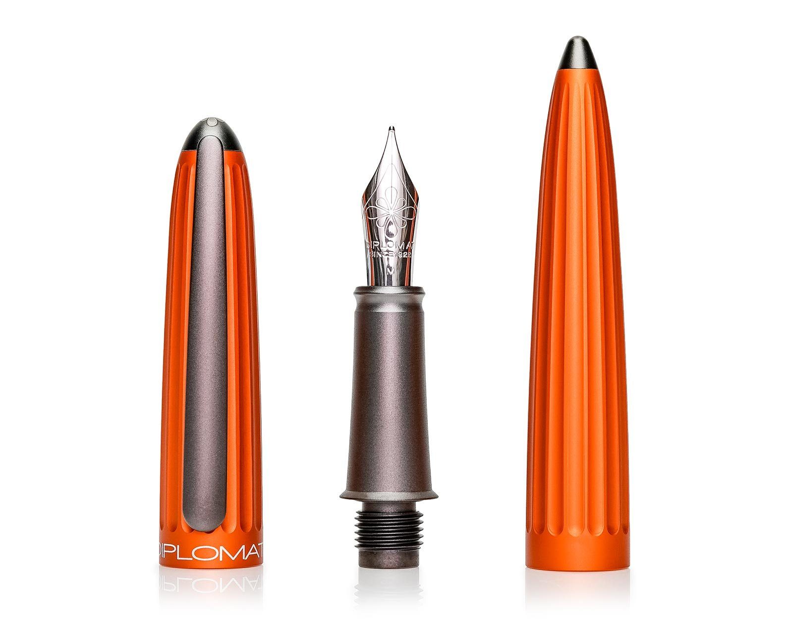 DIPLOMAT Füllhalter Aero orange von Schreibtinte, mit Fluids und Tintenkonverter, IN Octopus mit MADE Lederetui), Lederetui Schreibtinte (Komplett-Set GERMANY und Königsblau