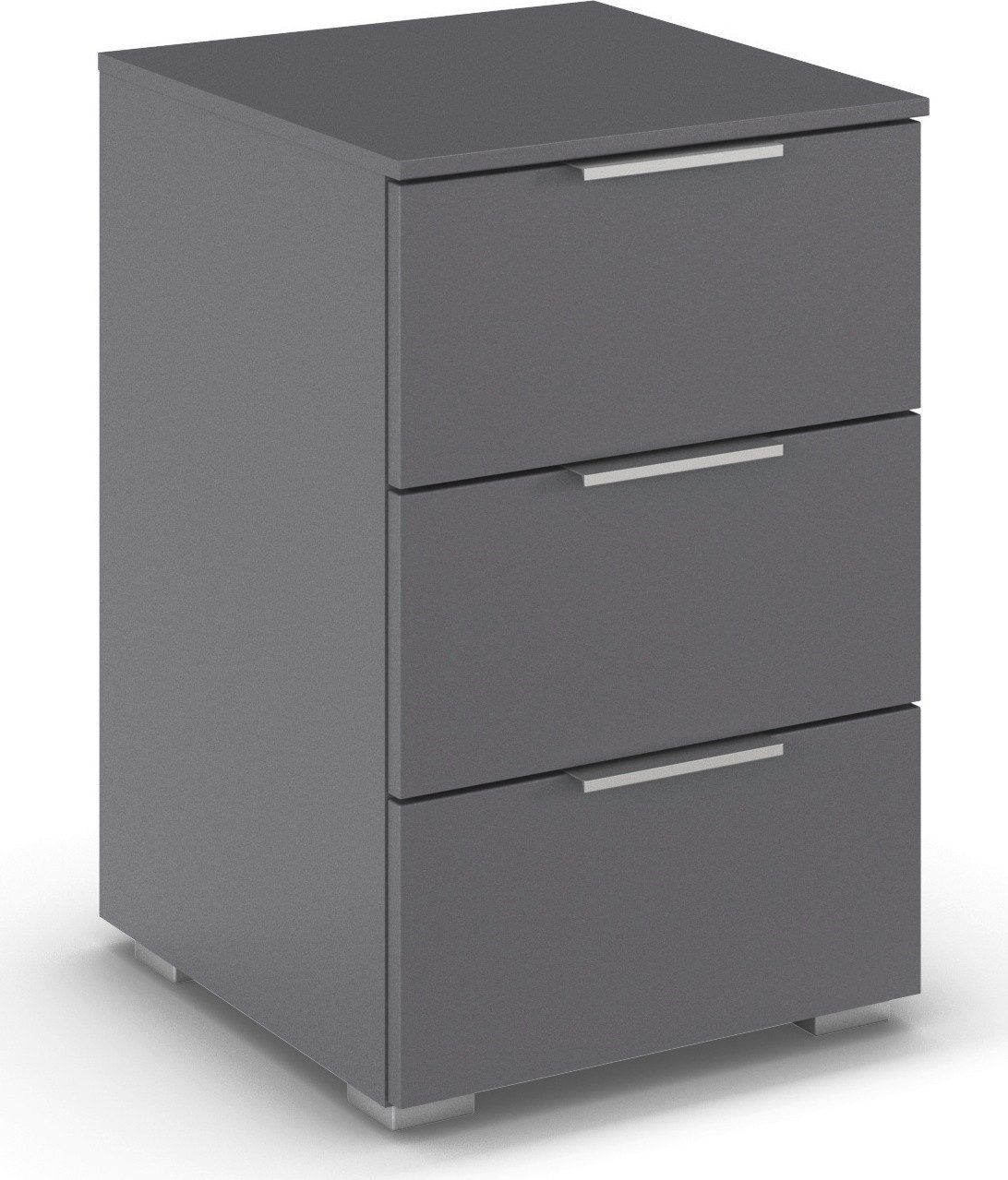 rauch Nachtkommode Nachttisch Nachtkonsole CORTONA mit Dekor-Front (Breite 40 cm inkl. Soft-Close-Funktion), mit 3 geräumigen Schubladen, Kantengriff aus Metall MADE IN GERMANY