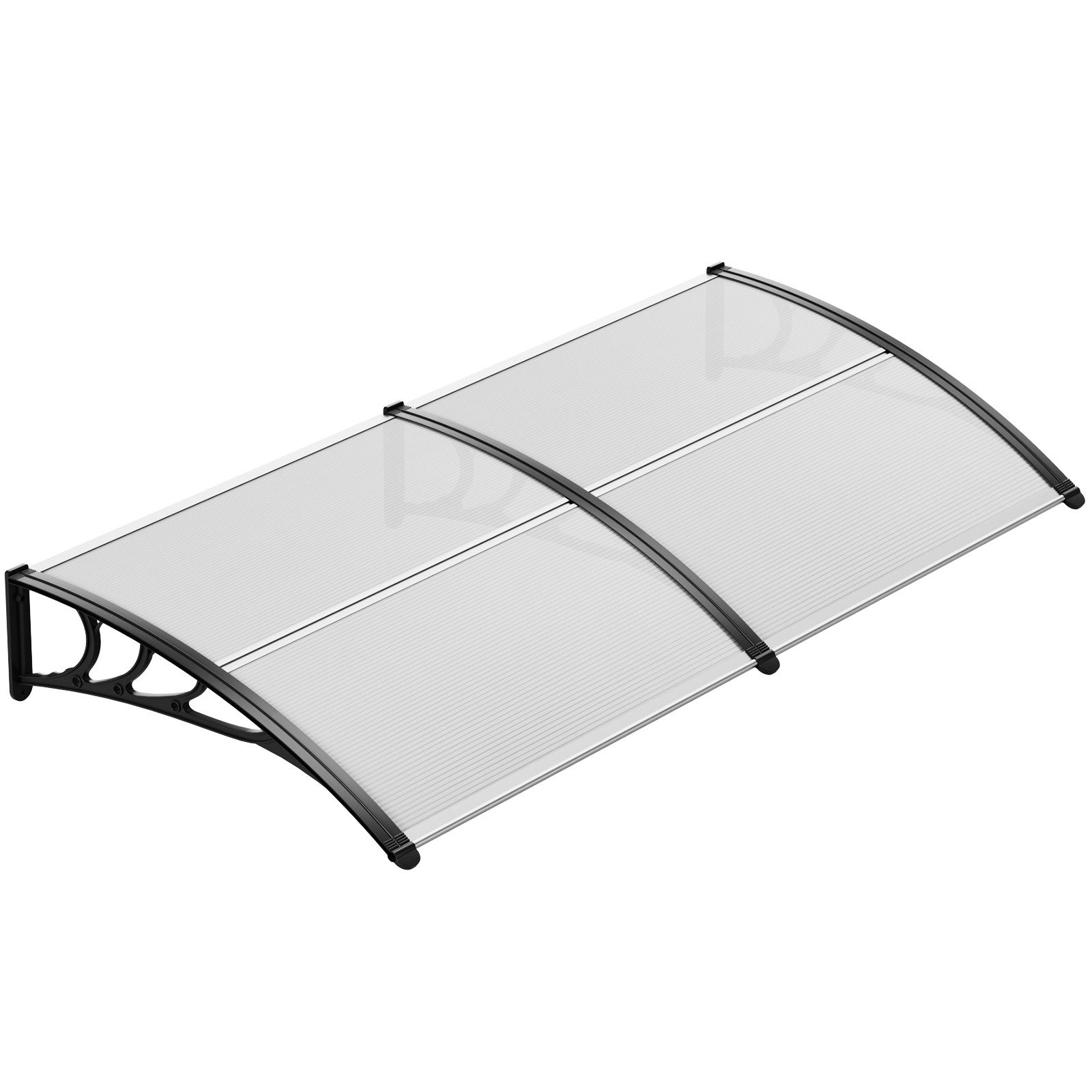 TLGREEN Vordach für Haustür, (190 * 98.5cm Haustürvordach, Pultbogenvordach aus Transparent Polycarbonat und Aluminium Rahmen), für draußen Sonnenschutz Regenschutz
