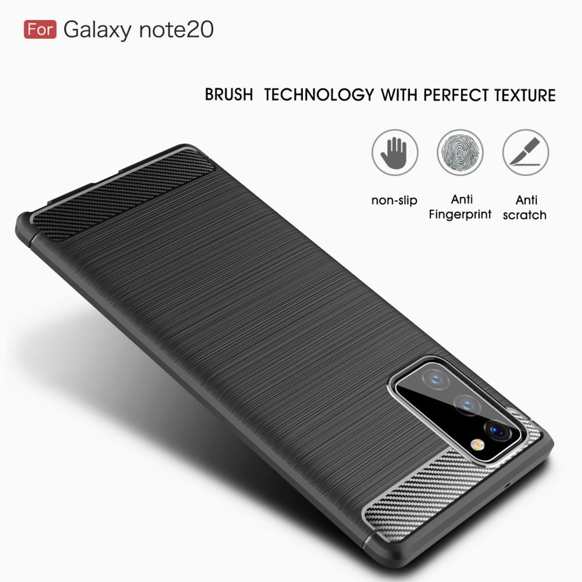 König Design Handyhülle Samsung Galaxy Note 20, Samsung Galaxy Note 20 Handyhülle Carbon Optik Backcover Schwarz