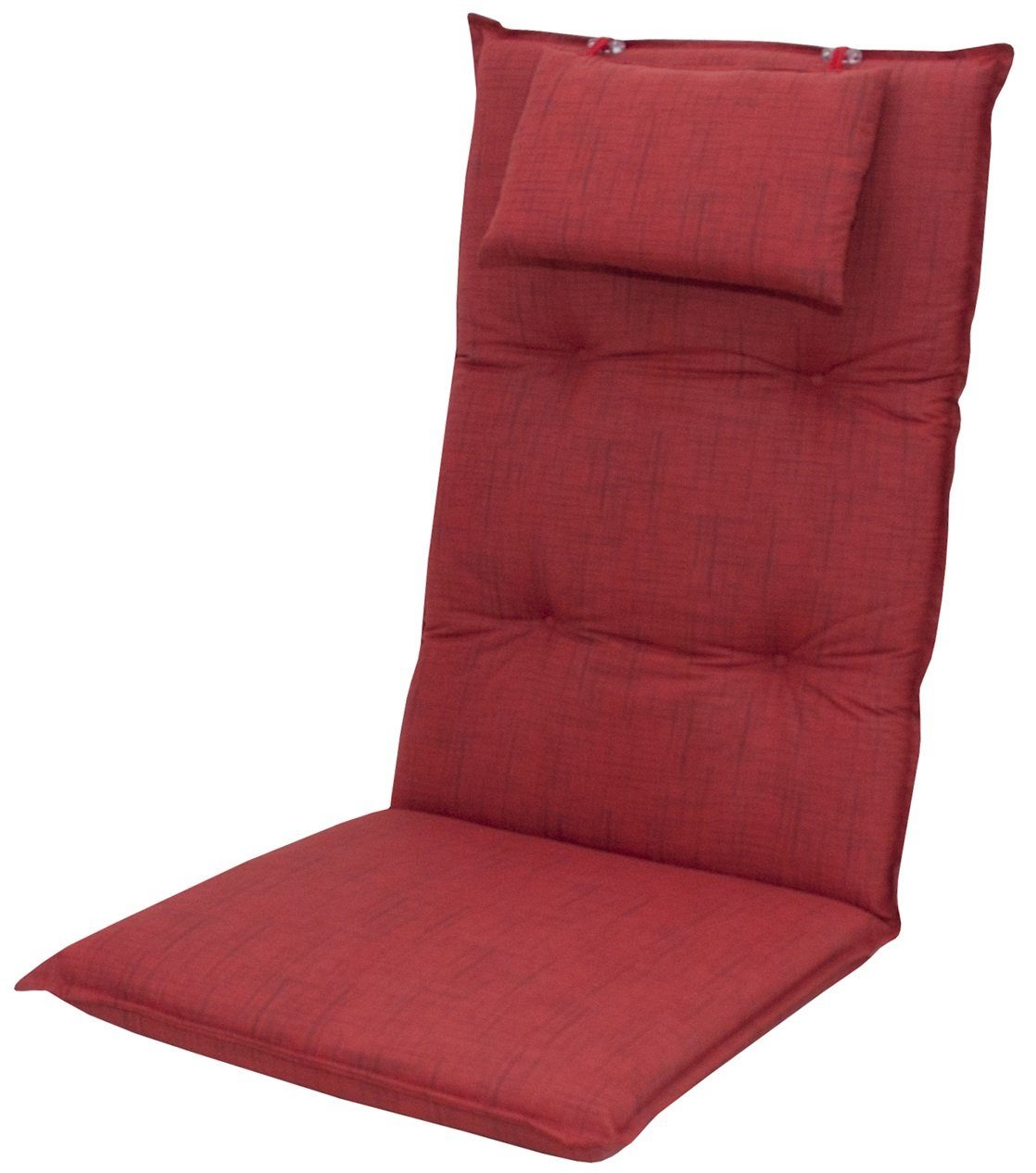 doppler® Hochlehnerauflage 6998 rot Gartenstuhl Auflagen Kissen Polster für Hochlehner, für Hochlehner-Stühle mit abnehmbaren Kopfkissen