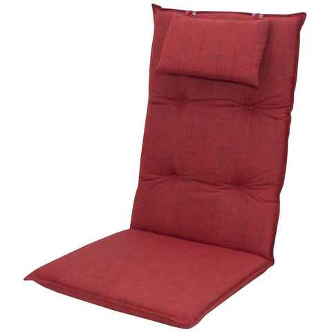 doppler® Hochlehnerauflage 6998 rot Gartenstuhl Auflagen Kissen Polster für Hochlehner, für Hochlehner-Stühle mit abnehmbaren Kopfkissen