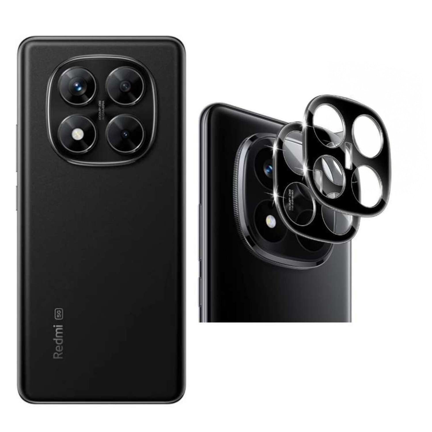 CLM-Tech Kameraschutzglas 2X Xiaomi Redmi Note 14 Pro PLUS 5G Kameraglas kristallklar für Xiaomi Redmi Note 14 Pro+ 5G, Linse Schutzglas 9H Glas - Folie kristallklar 2er Set Kameraschutz, 2 Stück, Kratzfest