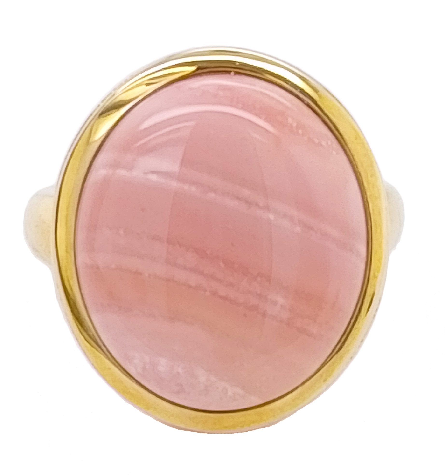 Sogni d'oro Goldring mit Salmon Opal, Gelbgold 375