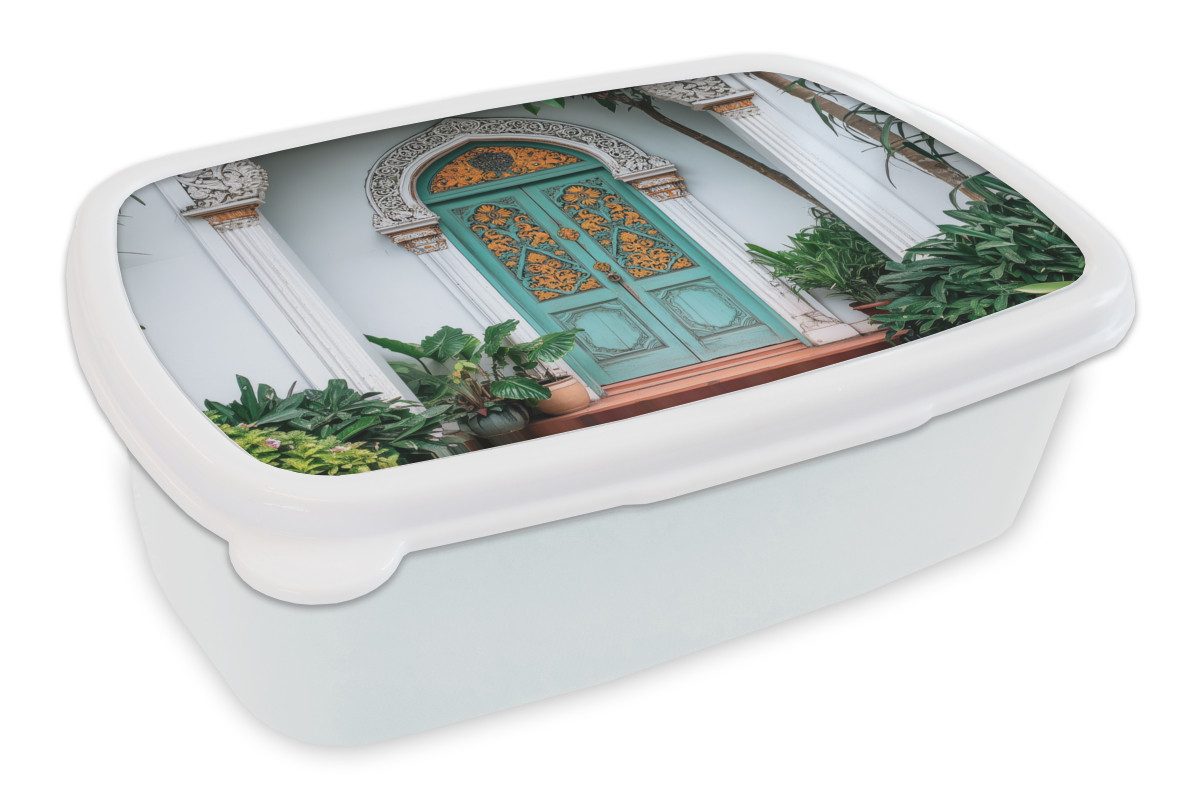 MuchoWow Lunchbox Tür - Muster - Pflanzen, Kunststoff, (2-tlg), Brotdose Schule oder Arbeit, Brotbox für Kinder und Erwachsene