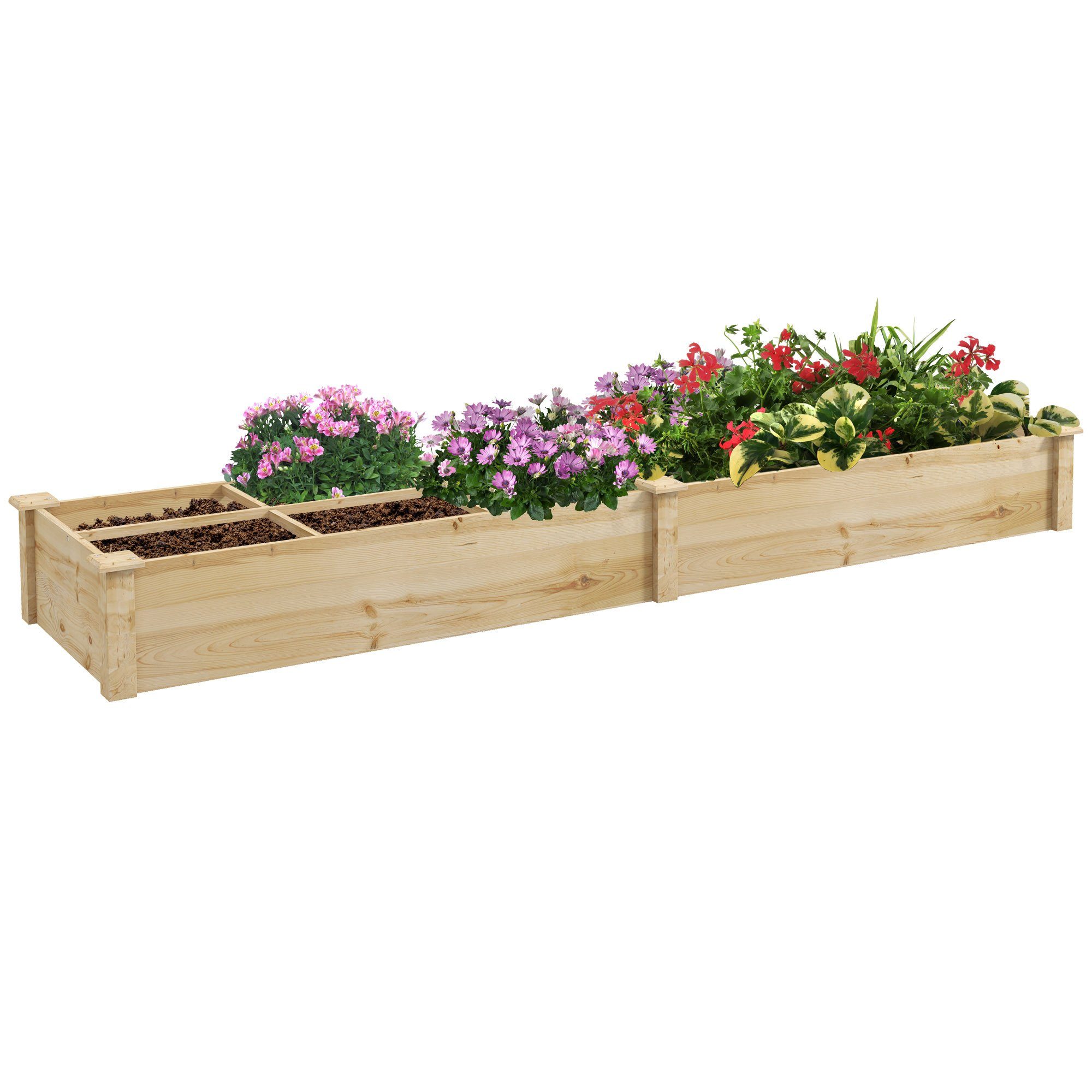 Outsunny Hochbeet Pflanzkasten, Kräuterbeet aus massivem Tannenholz (Blumen günstig online kaufen
