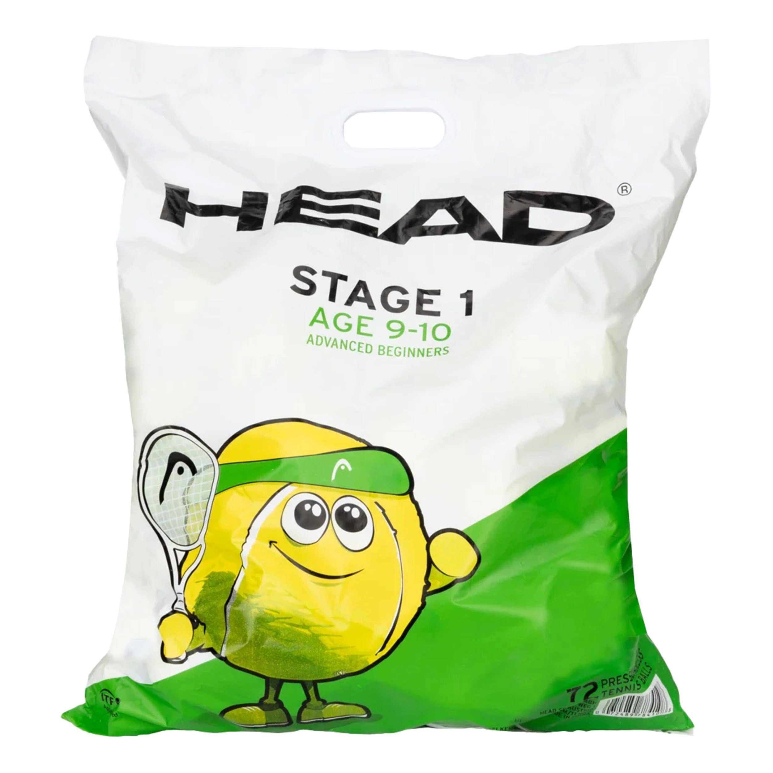 Head Tennisball Stage 1 Green - 72 Tennisbälle - Play and Stay Ball - (72er Beutel)