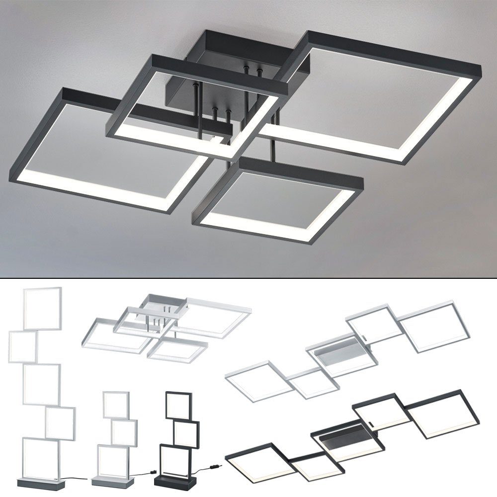 50 - Wohn Steh etc-shop silber LED cm ALU Quadrat Lampen schwarz gebürstet Zimmer Schreibtischlampe, H Tischlampe Tisch