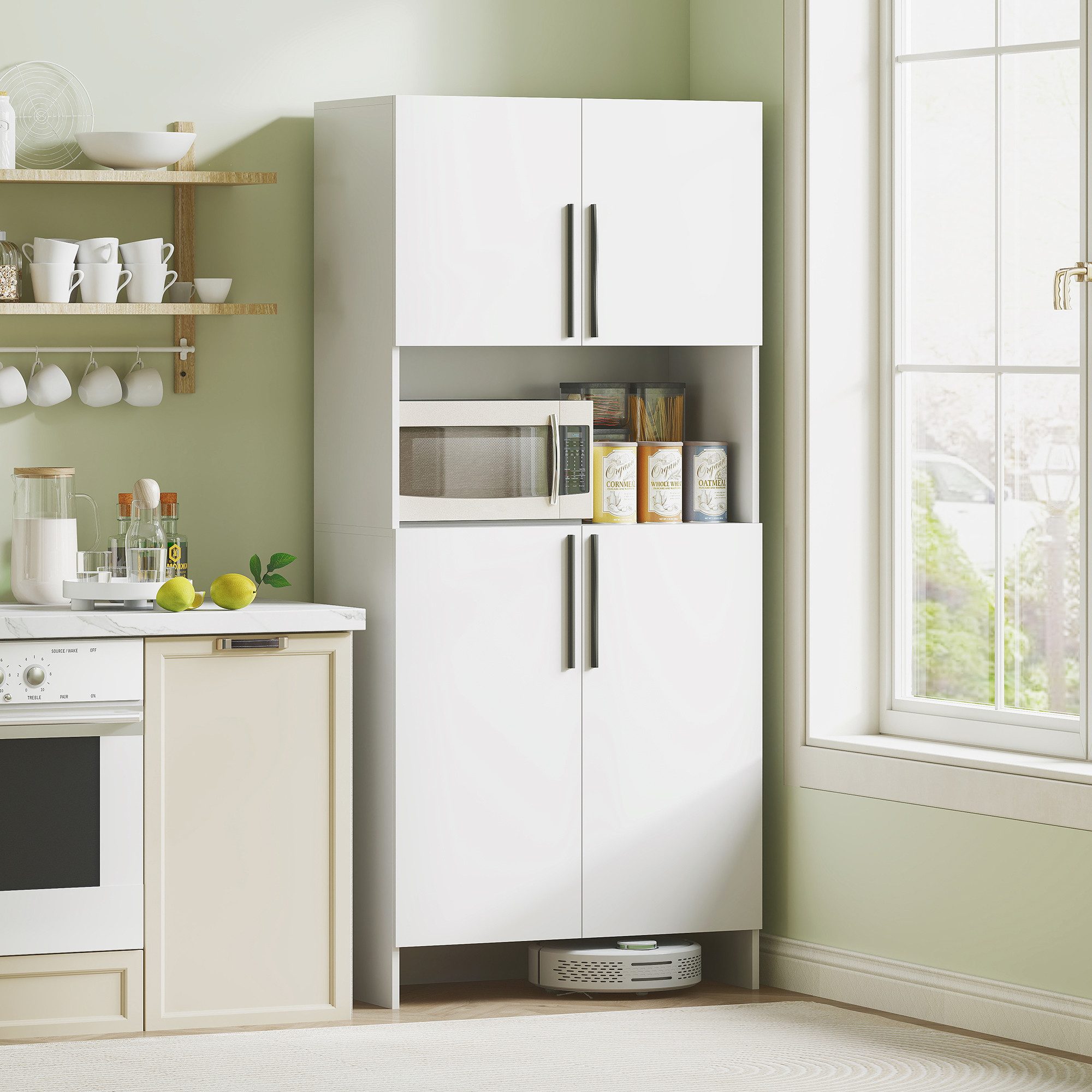 HOMCOM Küchenbuffet Küchenschrank mit Mikrowellenablage, Soft-Close-Tür günstig online kaufen