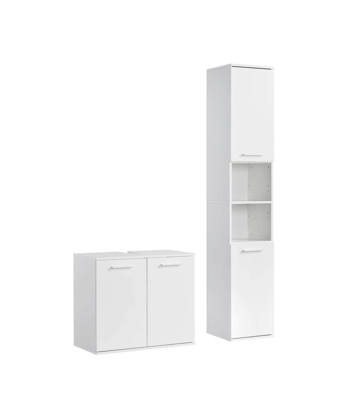 mokebo Badmöbel-Set Der Steuermann, (2-teilig), Made in Germany, Badezimmerschrank, Badschrank, Set in Weiß
