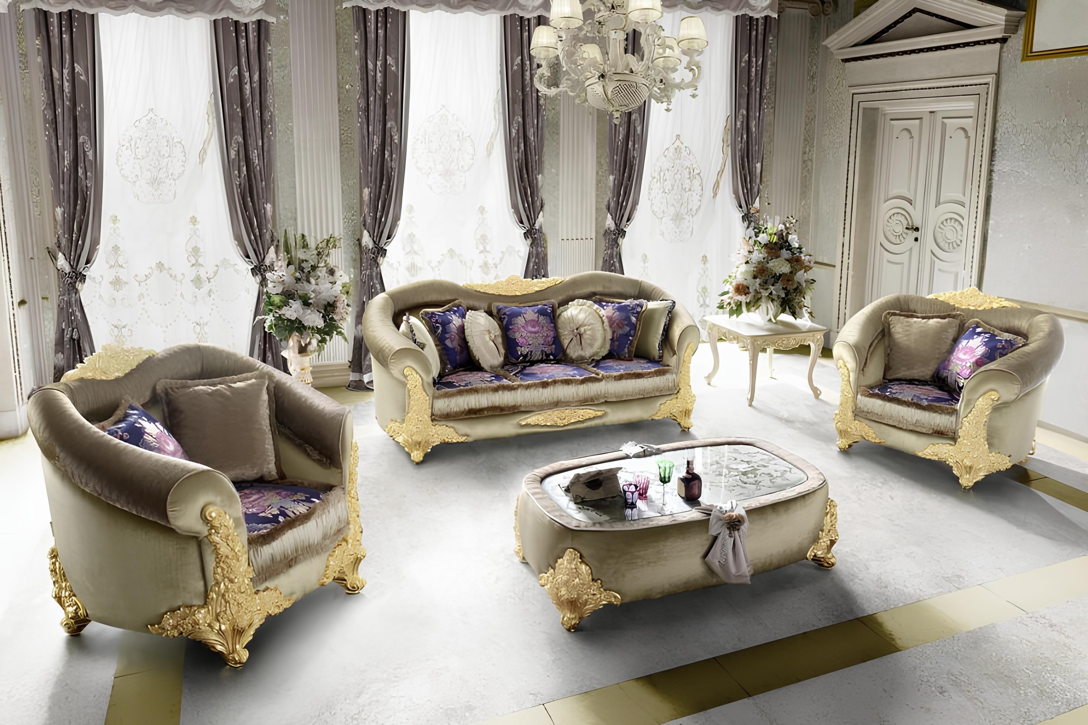 Xlmoebel Polstergarnitur Luxuriöse Sofagarnitur mit hochwertiger Polsterung und Couchtisch, (Sofagarnitur 3 + 2 + 1 Sitzer + Couchtisch), Hergestellt in Europa